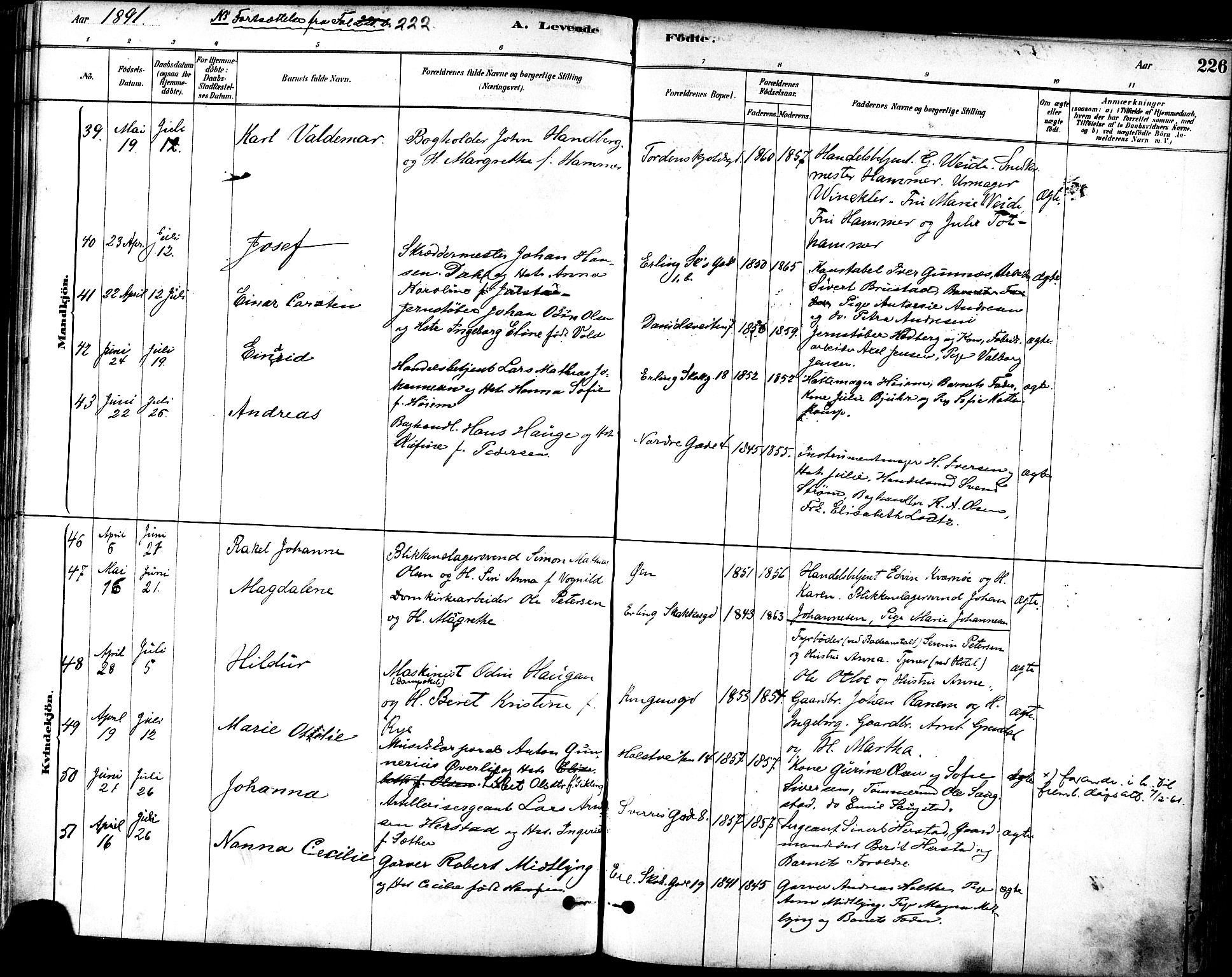 Ministerialprotokoller, klokkerbøker og fødselsregistre - Sør-Trøndelag, AV/SAT-A-1456/601/L0057: Parish register (official) no. 601A25, 1877-1891, p. 226