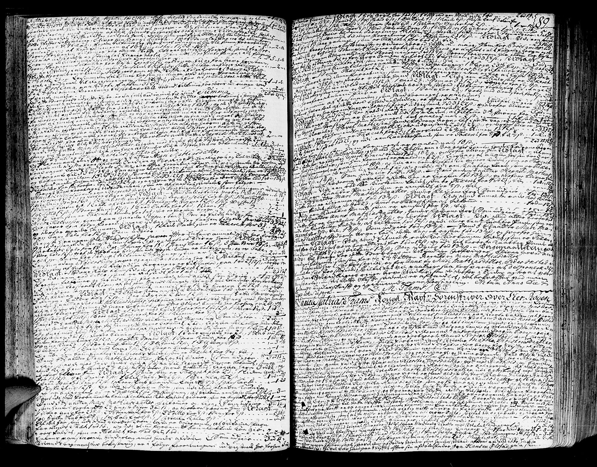 Lier, Røyken og Hurum sorenskriveri, SAKO/A-89/H/Hc/L0004: Skifteprotokoll, 1745-1761, p. 88b-89a