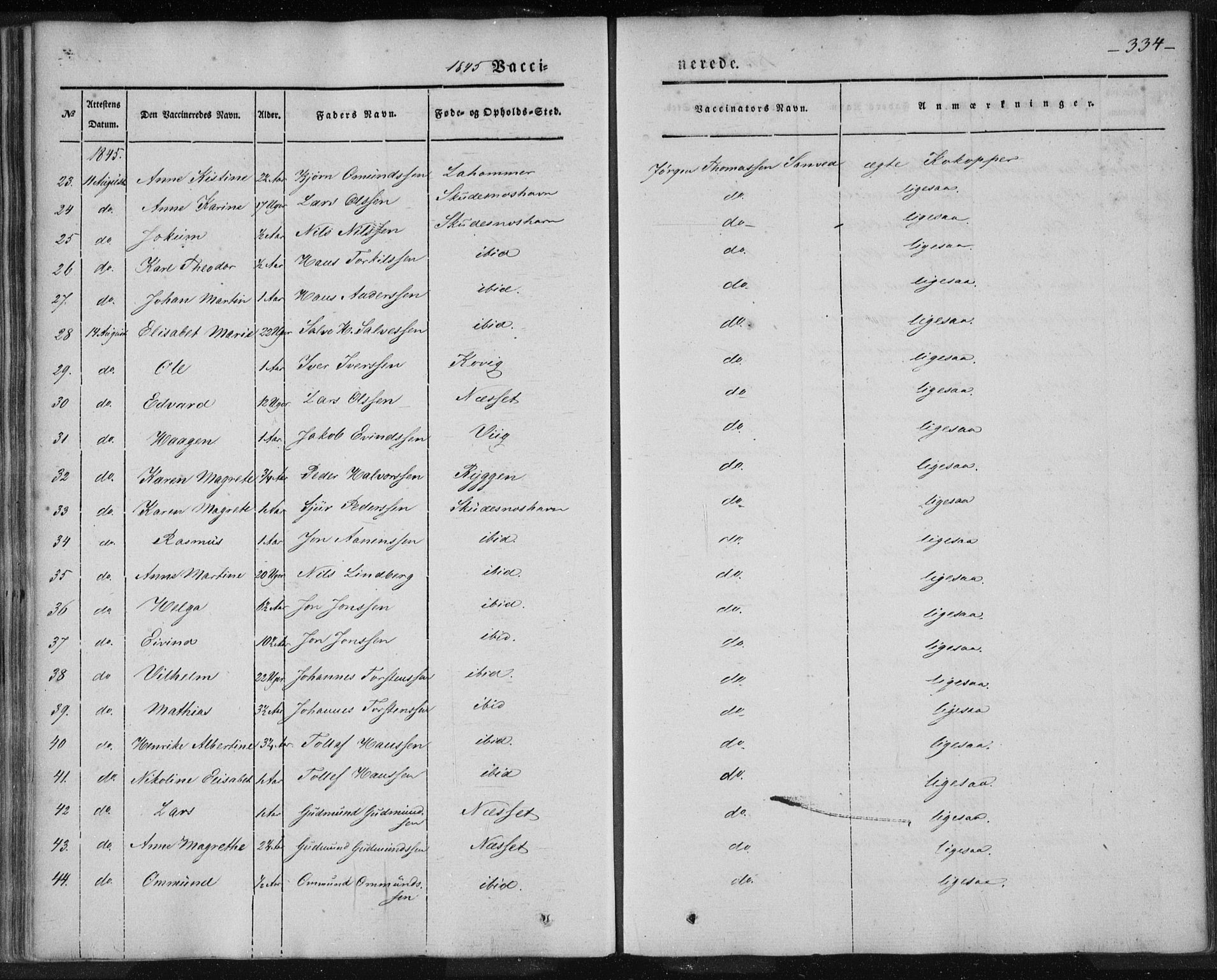 Skudenes sokneprestkontor, AV/SAST-A -101849/H/Ha/Haa/L0003: Parish register (official) no. A 2.2, 1841-1846, p. 334