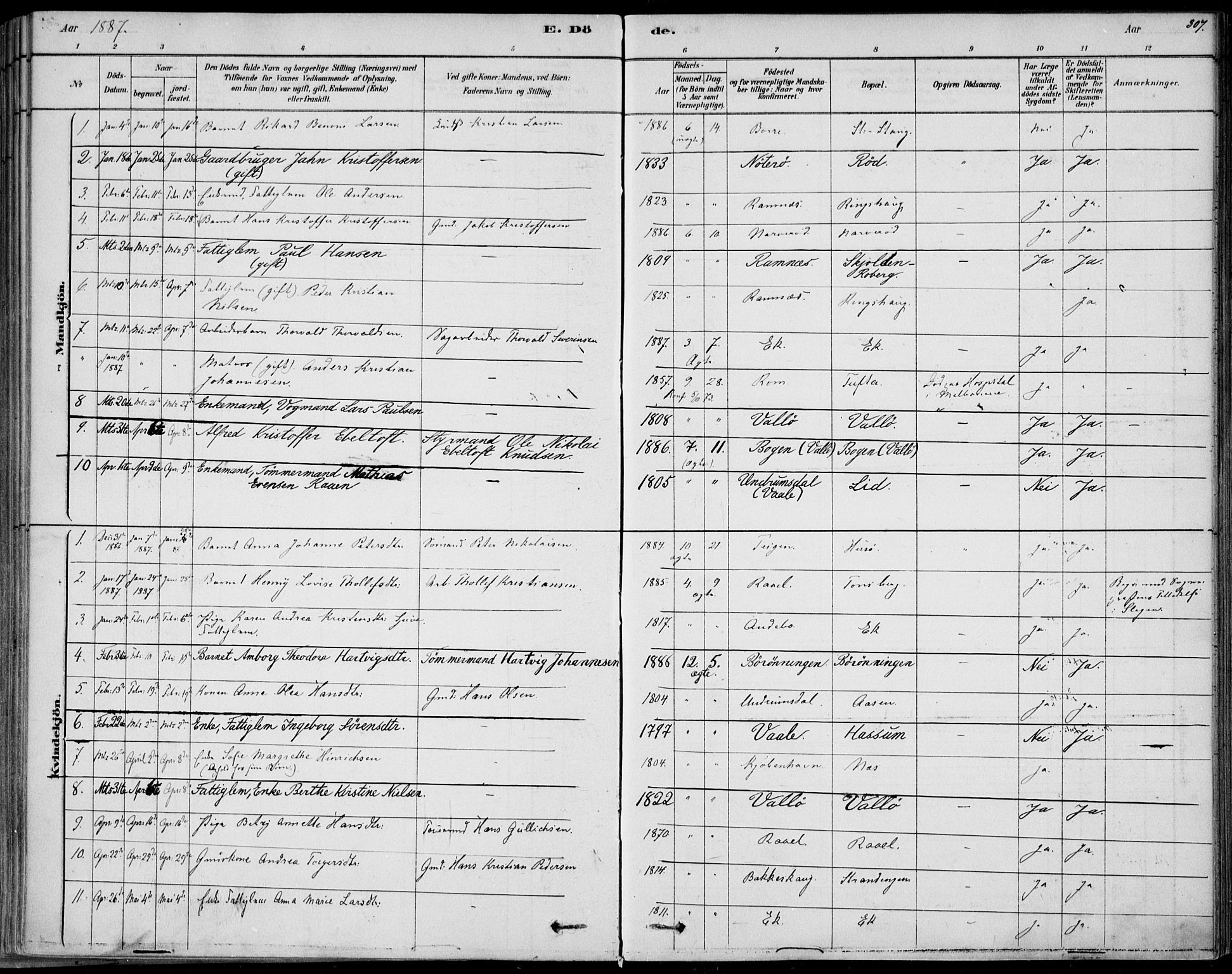 Sem kirkebøker, SAKO/A-5/F/Fb/L0004: Parish register (official) no. II 4, 1878-1891, p. 307