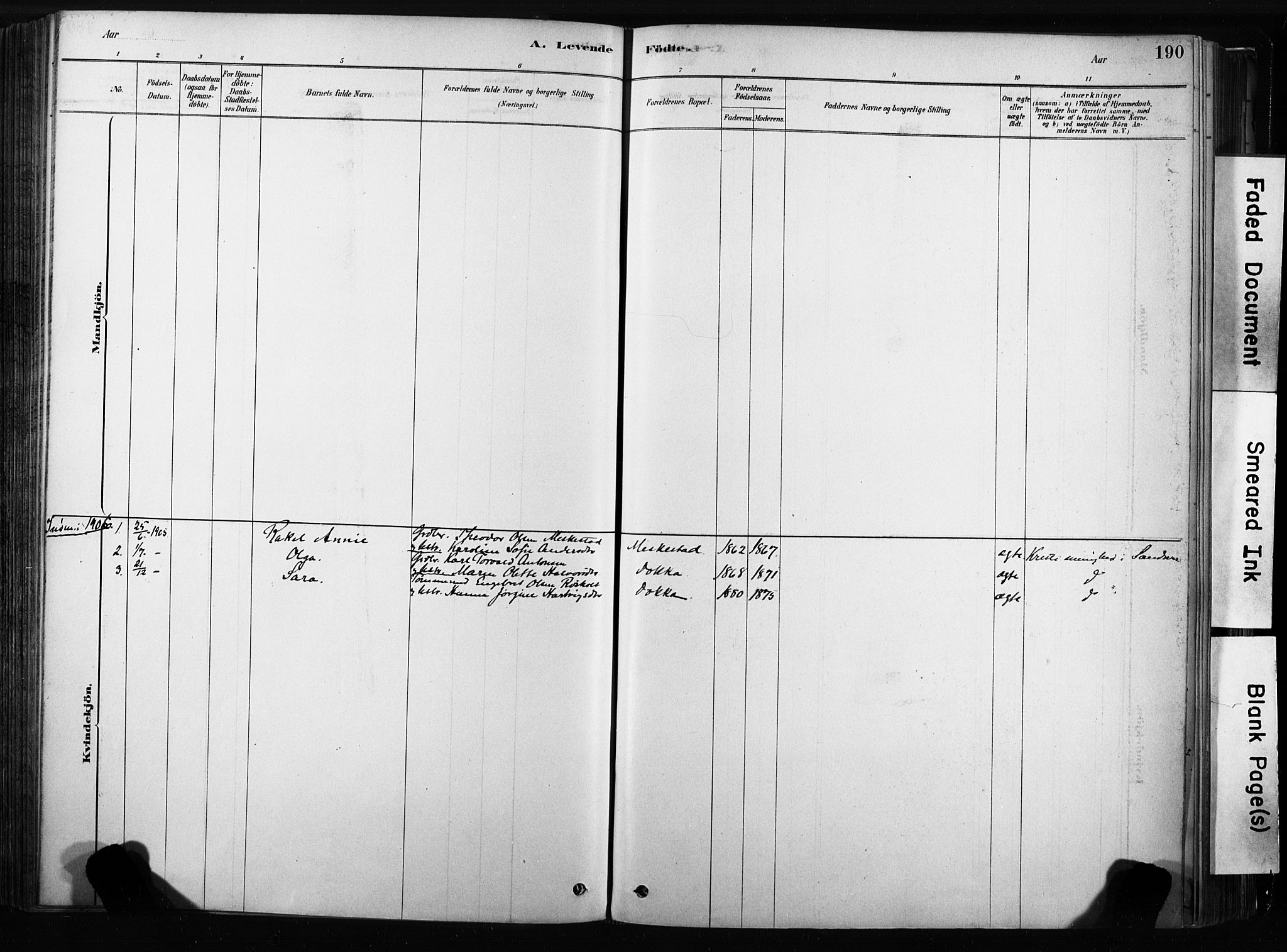 Sandsvær kirkebøker, SAKO/A-244/F/Fb/L0001: Parish register (official) no. II 1, 1878-1906, p. 190