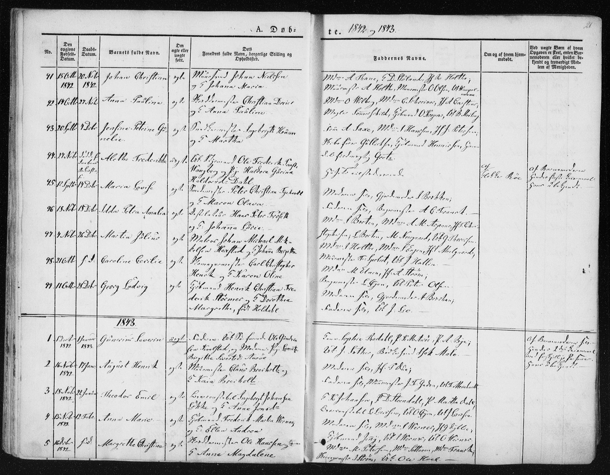 Ministerialprotokoller, klokkerbøker og fødselsregistre - Sør-Trøndelag, SAT/A-1456/602/L0110: Parish register (official) no. 602A08, 1840-1854, p. 21