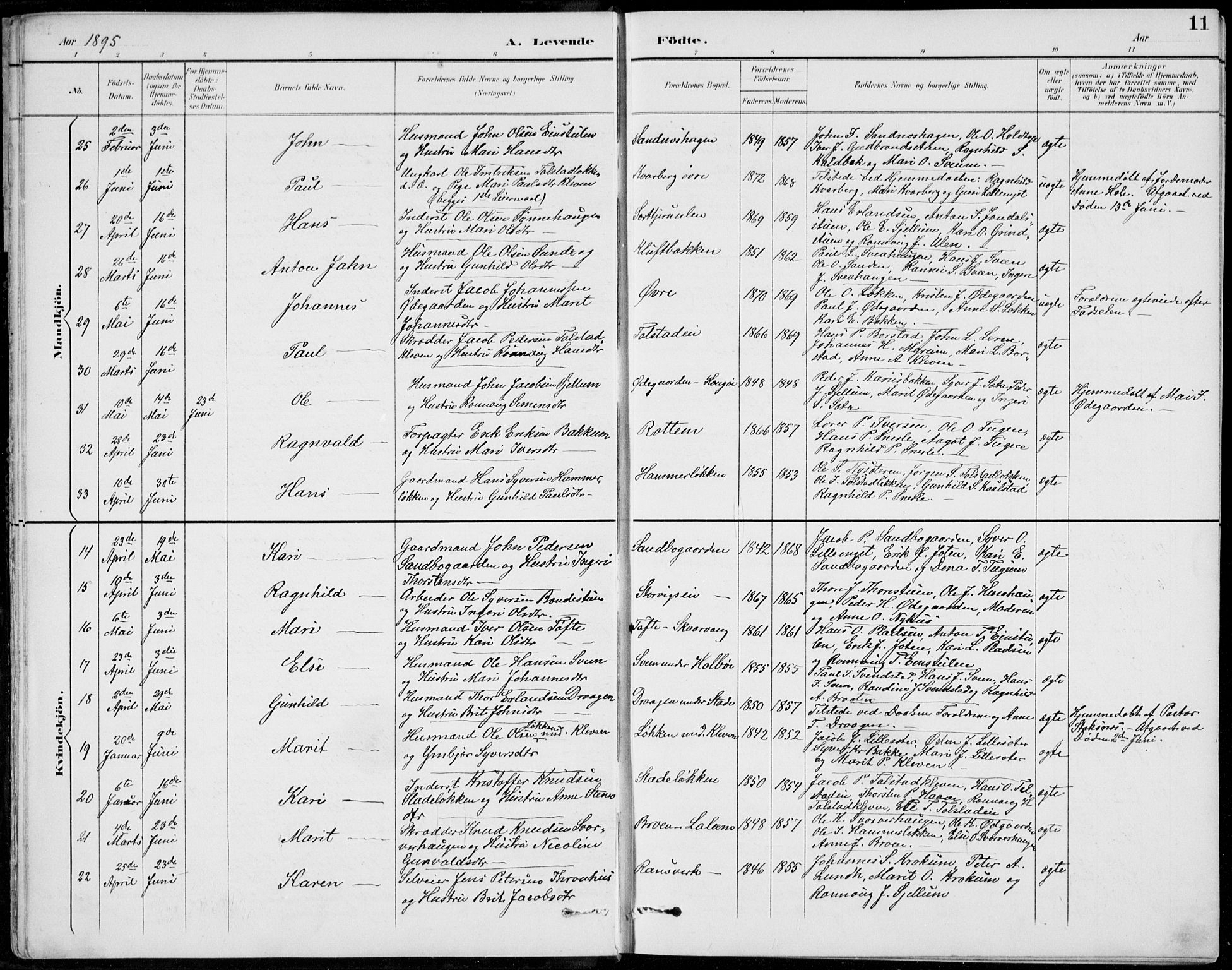 Vågå prestekontor, AV/SAH-PREST-076/H/Ha/Hab/L0002: Parish register (copy) no. 2, 1894-1939, p. 11