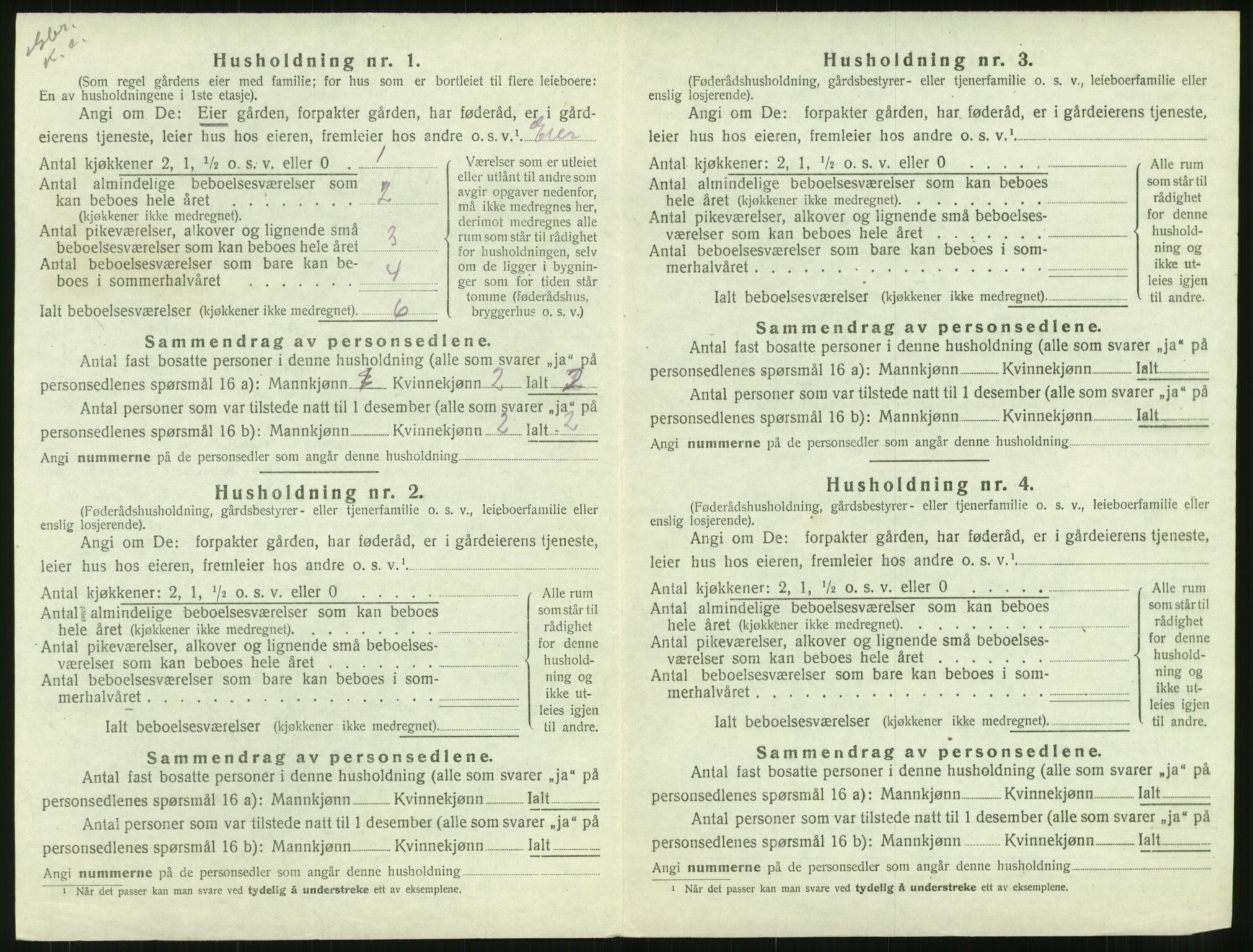 SAT, 1920 census for Hustad, 1920, p. 496