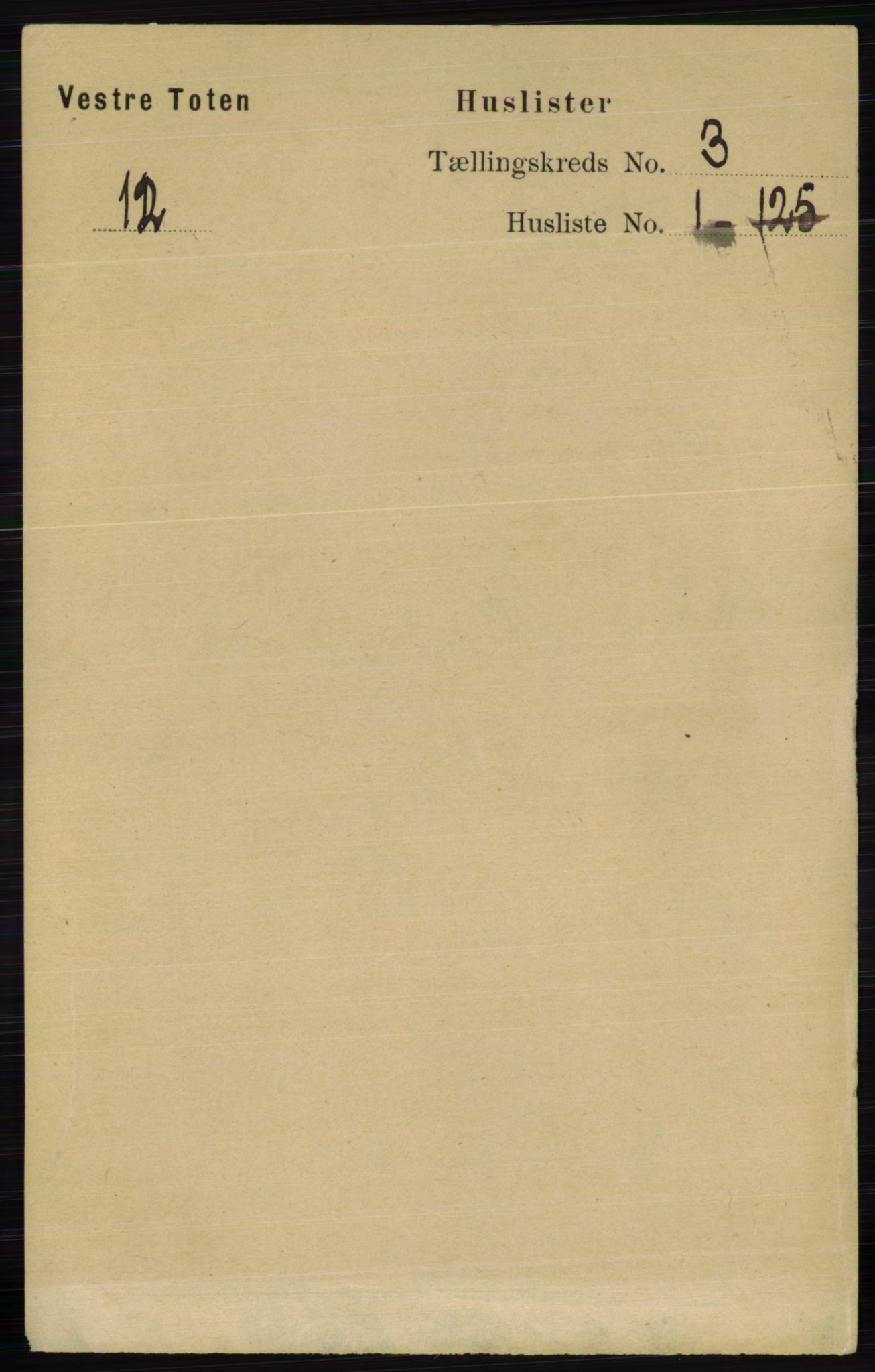 RA, 1891 census for 0529 Vestre Toten, 1891, p. 1864