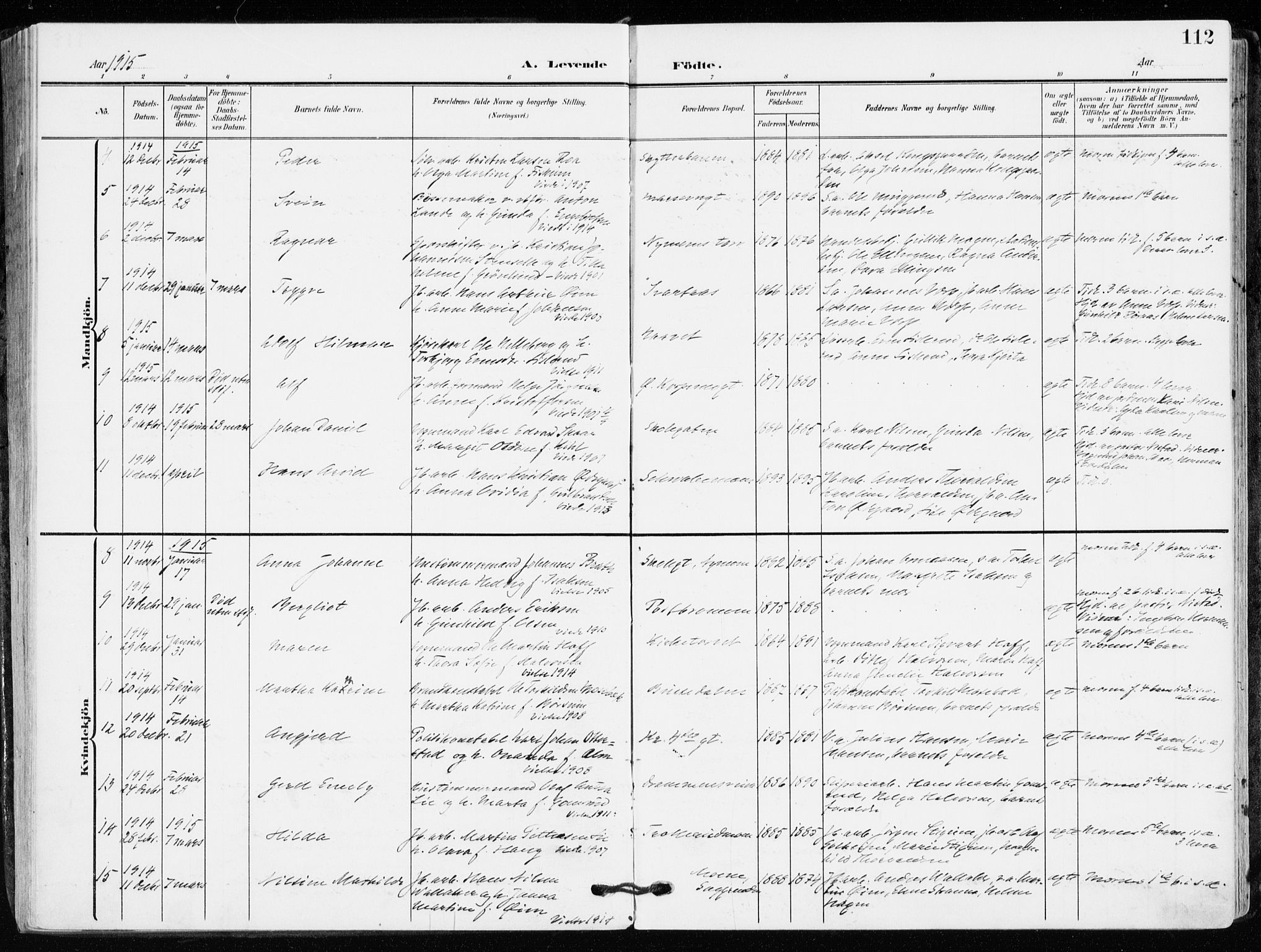 Kongsberg kirkebøker, AV/SAKO-A-22/F/Fb/L0004: Parish register (official) no. II 4, 1906-1918, p. 112