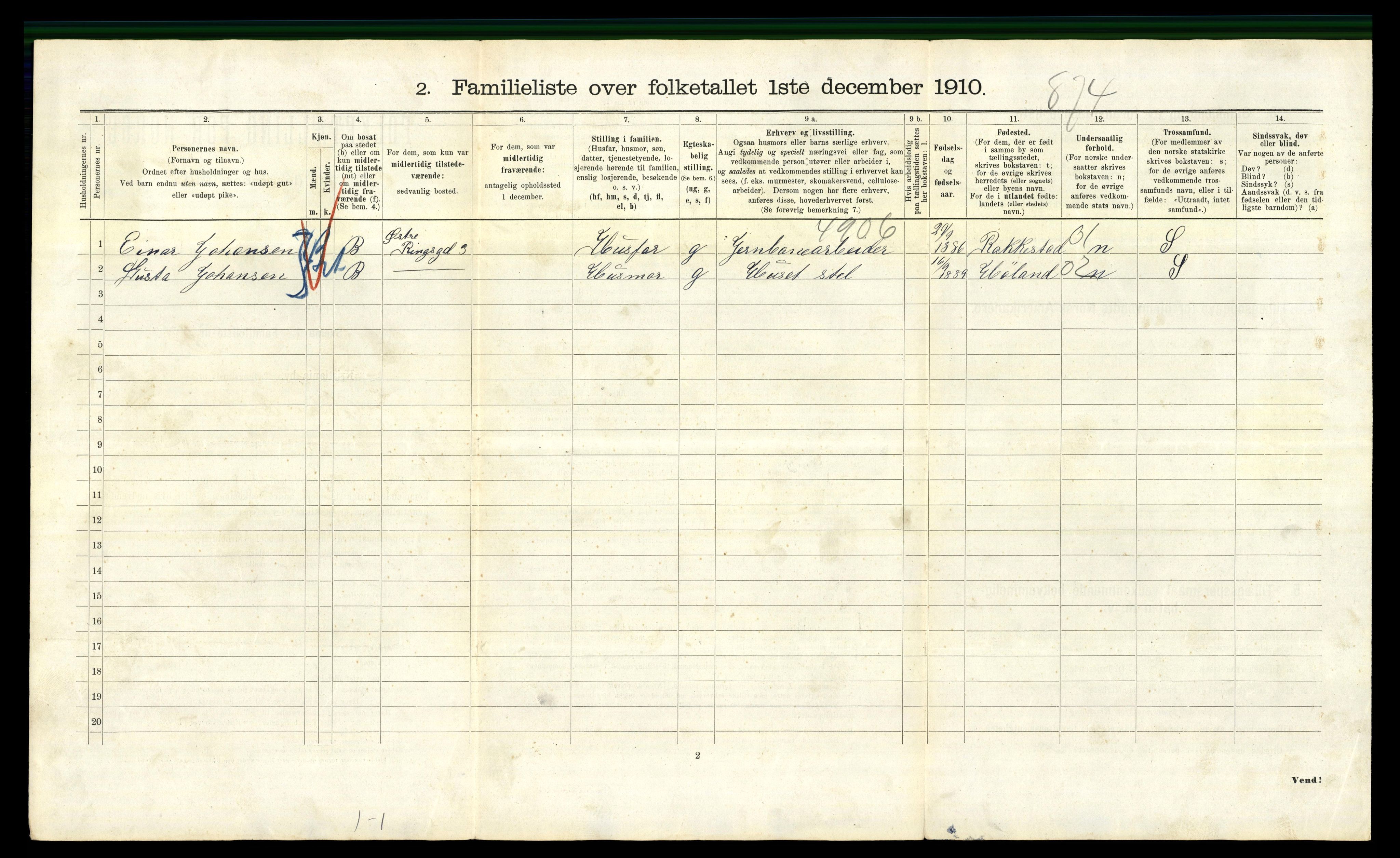 RA, 1910 census for Kristiania, 1910, p. 124886