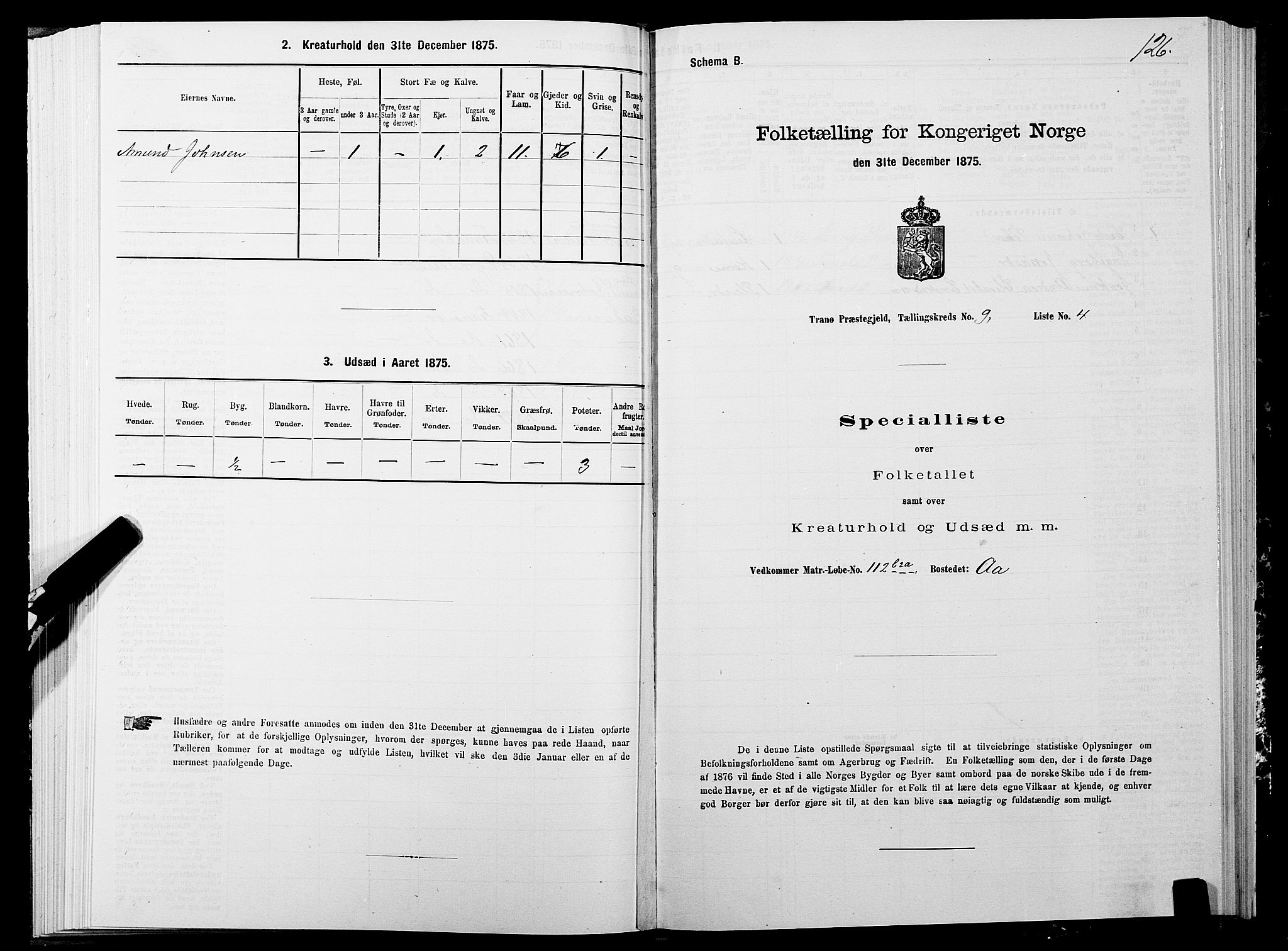 SATØ, 1875 census for 1927P Tranøy, 1875, p. 4126