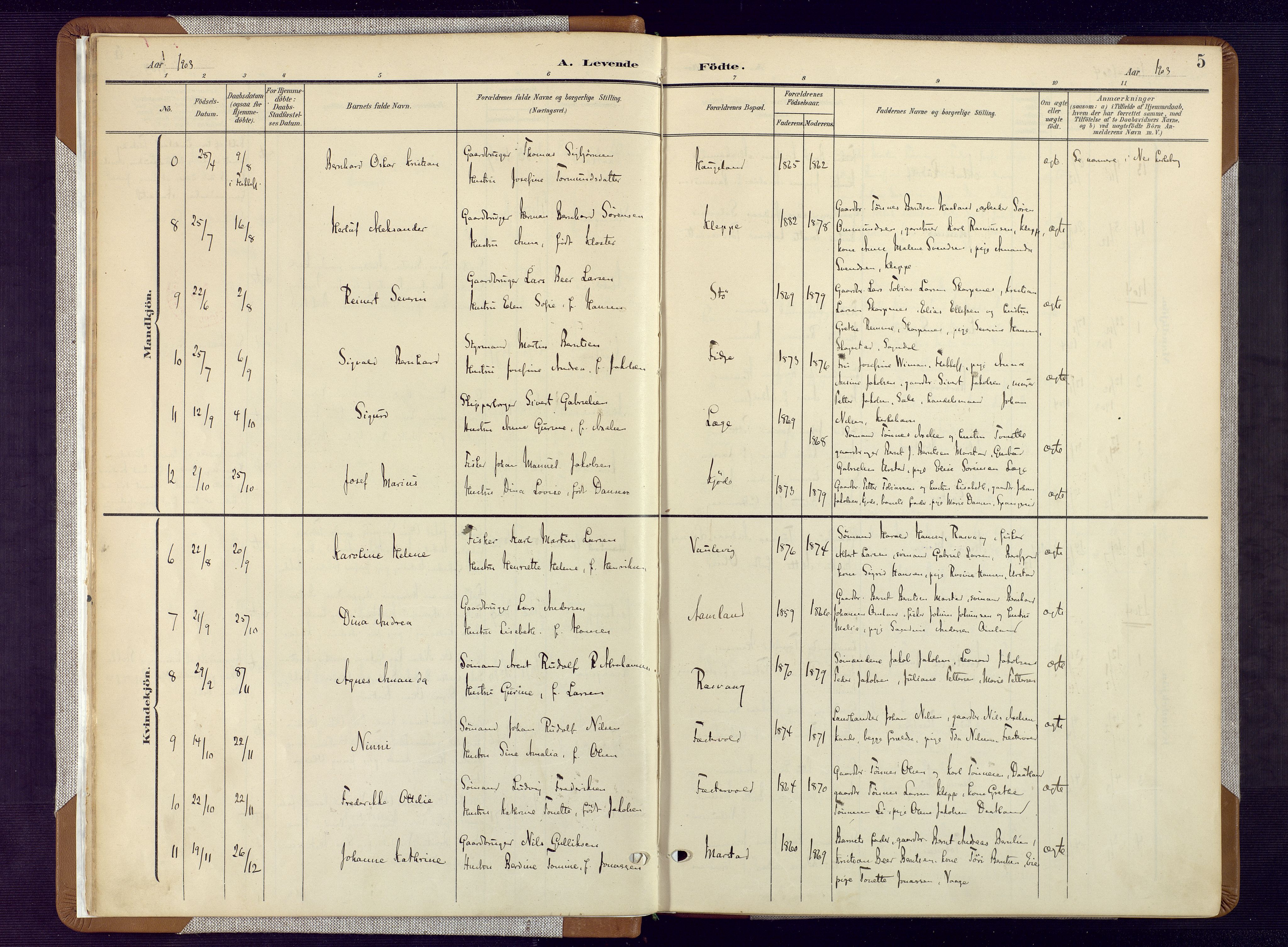 Flekkefjord sokneprestkontor, AV/SAK-1111-0012/F/Fa/Fab/L0007: Parish register (official) no. A 7, 1902-1921, p. 5