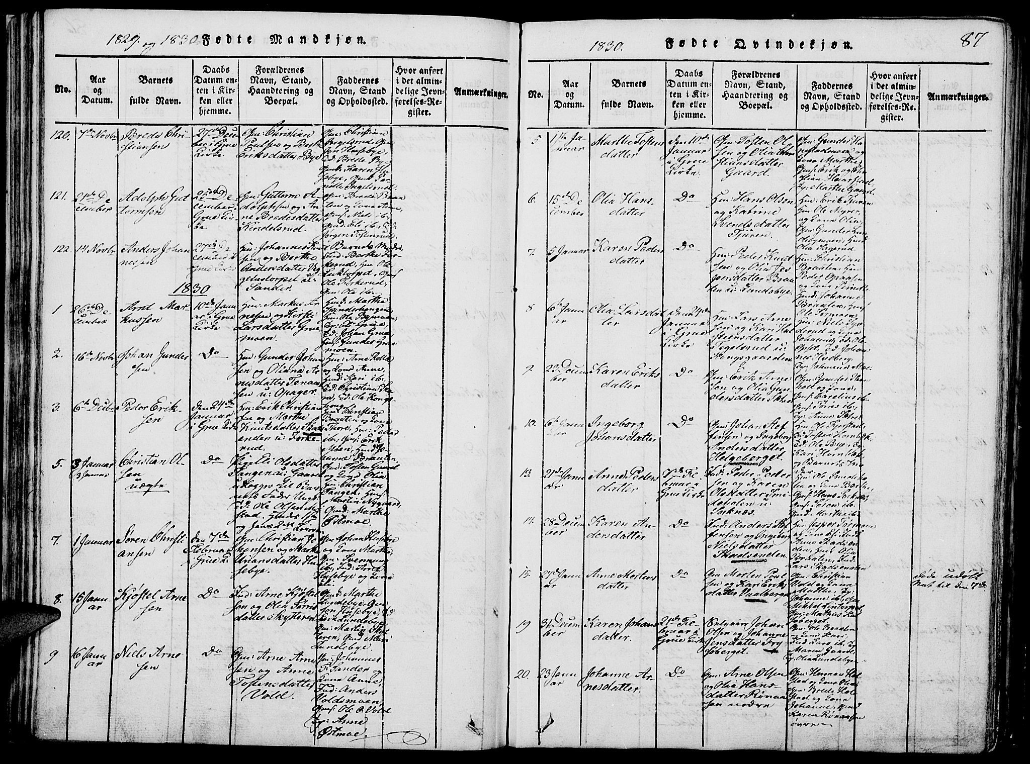 Grue prestekontor, AV/SAH-PREST-036/H/Ha/Hab/L0002: Parish register (copy) no. 2, 1815-1841, p. 87