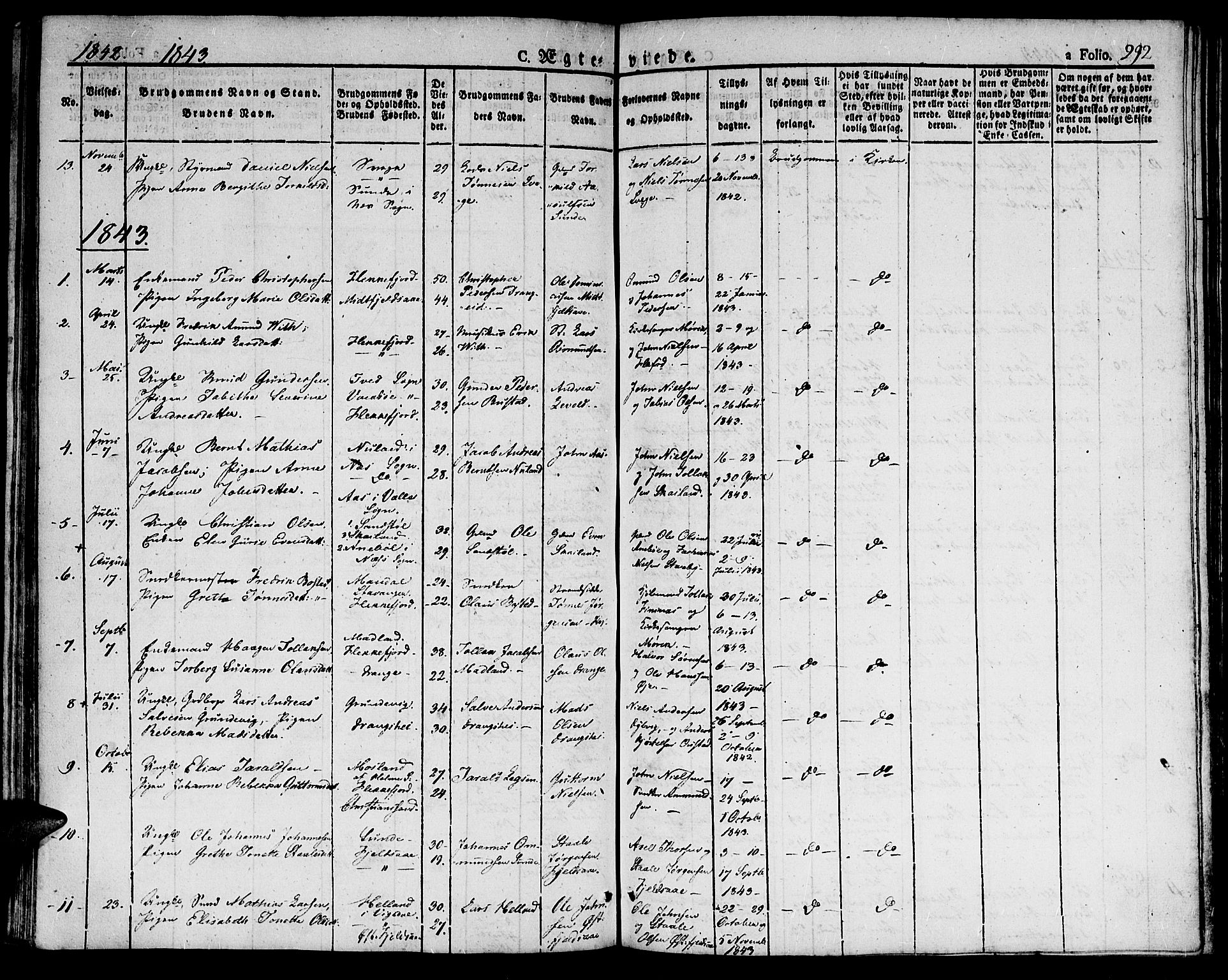 Flekkefjord sokneprestkontor, SAK/1111-0012/F/Fb/Fbc/L0004: Parish register (copy) no. B 4, 1827-1846, p. 292