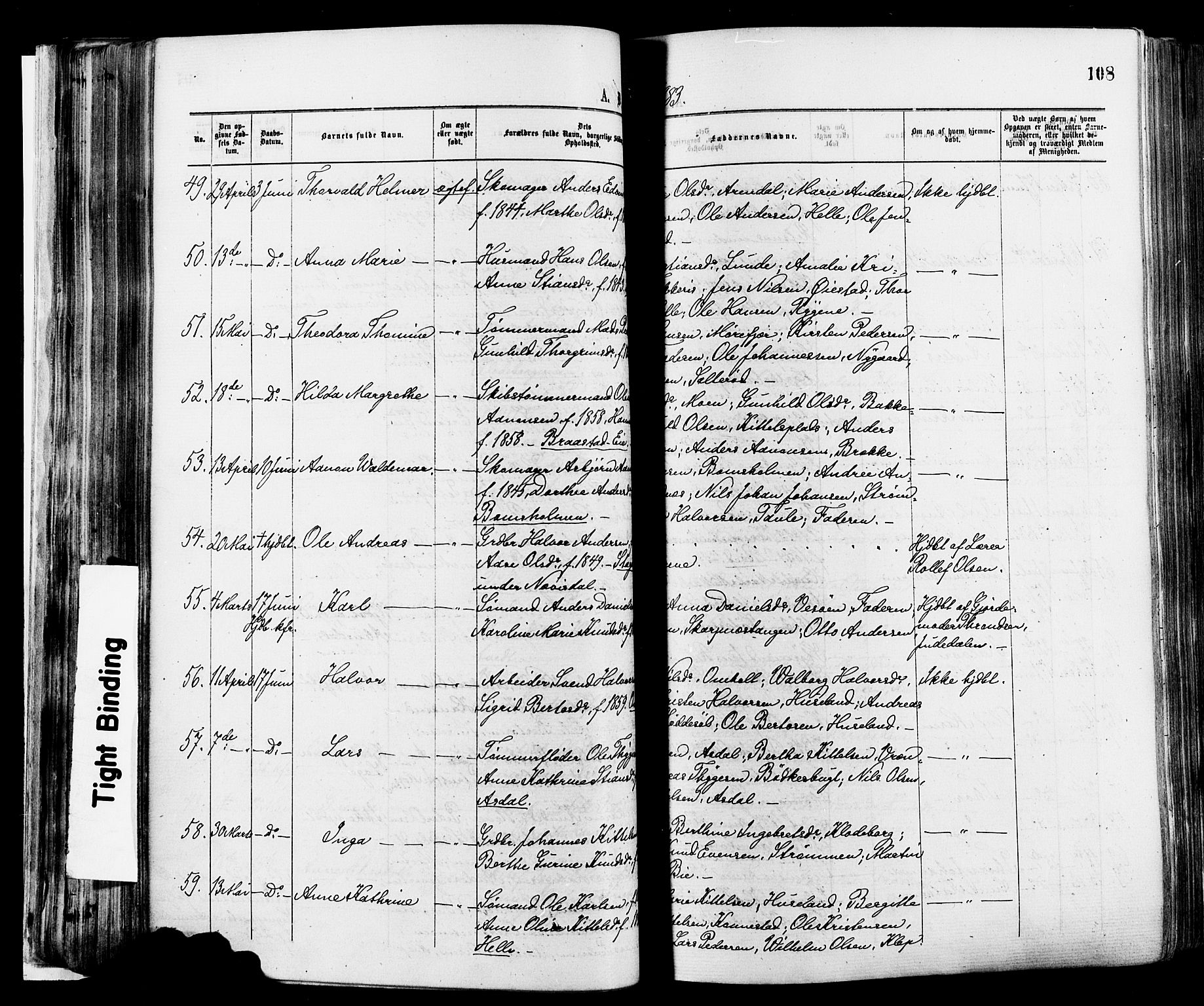 Øyestad sokneprestkontor, AV/SAK-1111-0049/F/Fa/L0016: Parish register (official) no. A 16, 1874-1886, p. 108