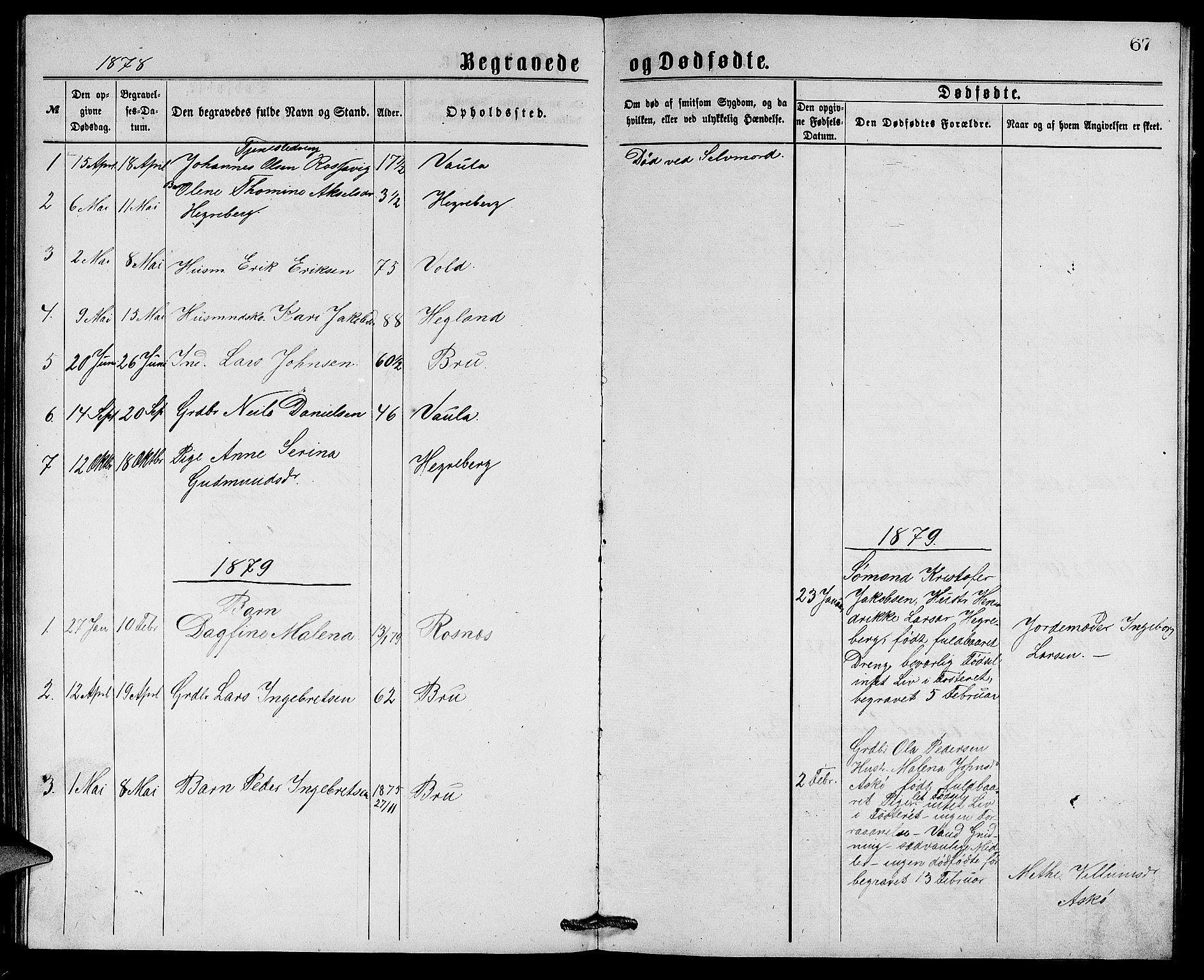 Rennesøy sokneprestkontor, AV/SAST-A -101827/H/Ha/Hab/L0005: Parish register (copy) no. B 5, 1871-1890, p. 67