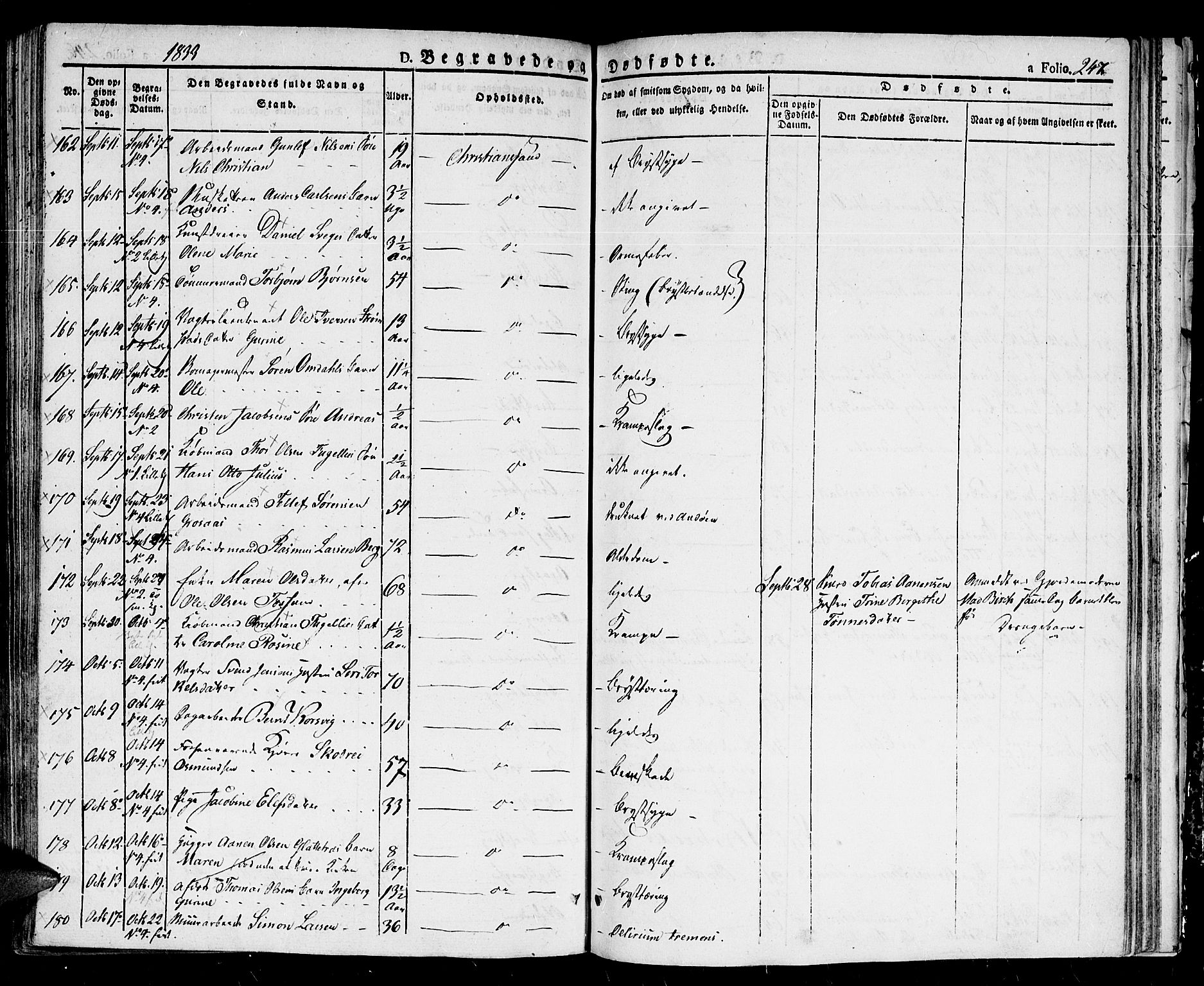 Kristiansand domprosti, AV/SAK-1112-0006/F/Fb/L0007: Parish register (copy) no. B 7, 1829-1837, p. 247