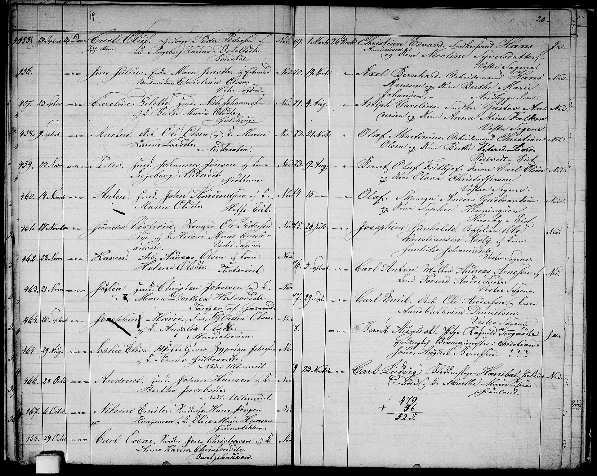 Vestre Aker prestekontor Kirkebøker, AV/SAO-A-10025/G/Ga/L0001: Parish register (copy) no. I 1, 1859-1871, p. 19-20