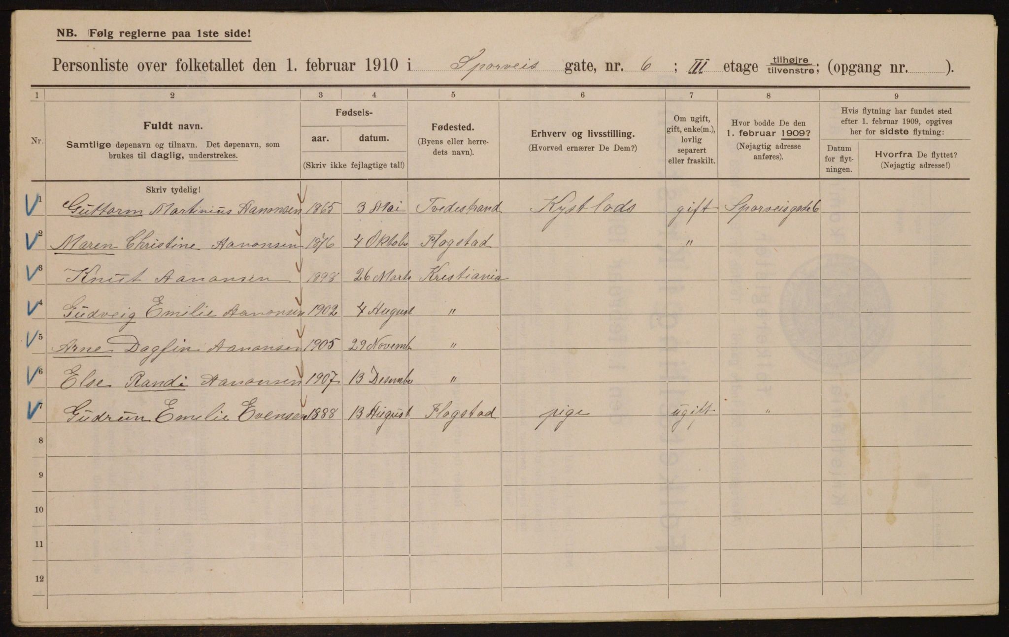 OBA, Municipal Census 1910 for Kristiania, 1910, p. 95539