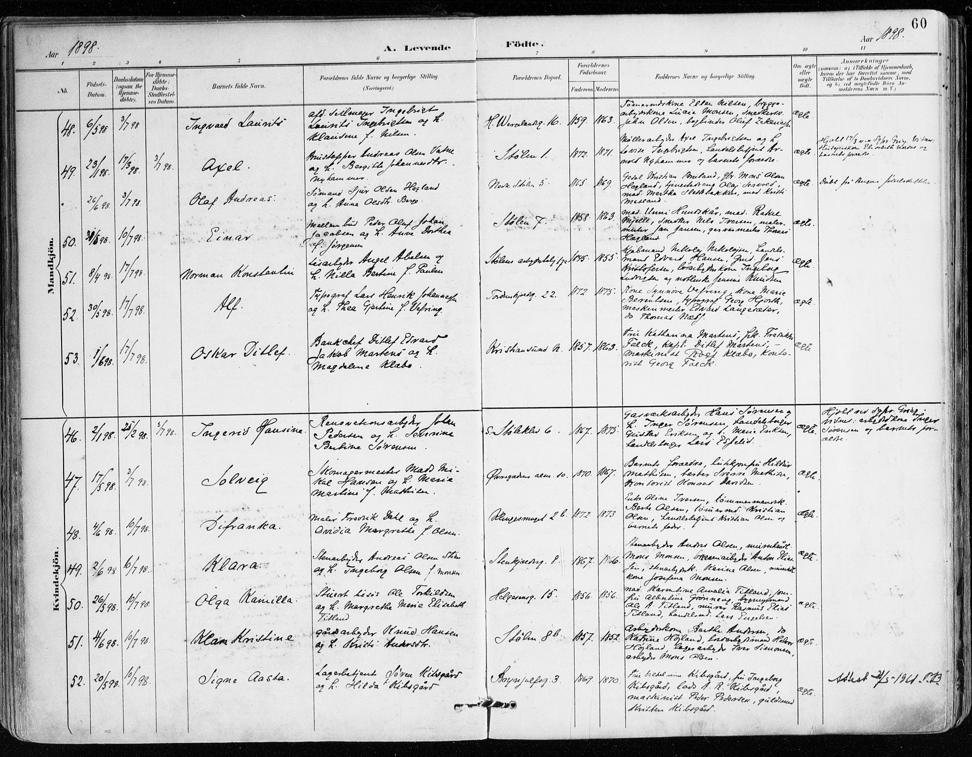 Mariakirken Sokneprestembete, AV/SAB-A-76901/H/Haa/L0008: Parish register (official) no. A 8, 1893-1942, p. 60