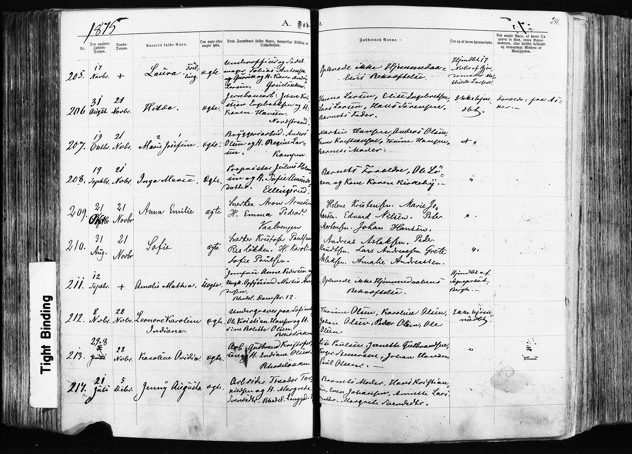 Østre Aker prestekontor Kirkebøker, AV/SAO-A-10840/F/Fa/L0003: Parish register (official) no. I 3, 1869-1875, p. 241