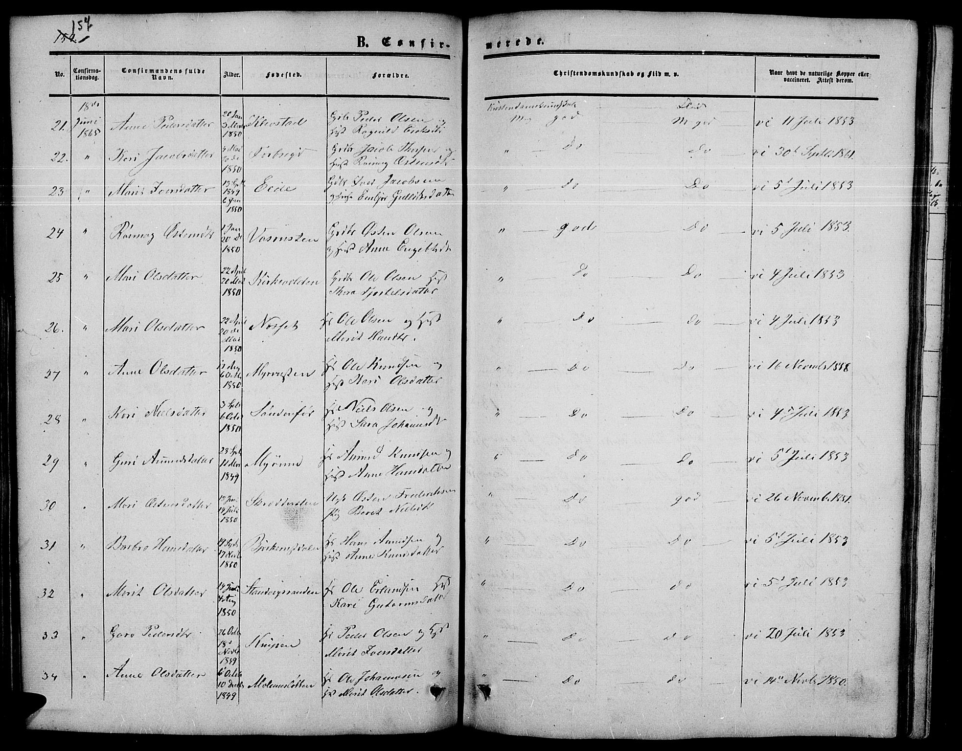 Nord-Fron prestekontor, SAH/PREST-080/H/Ha/Hab/L0003: Parish register (copy) no. 3, 1851-1886, p. 157