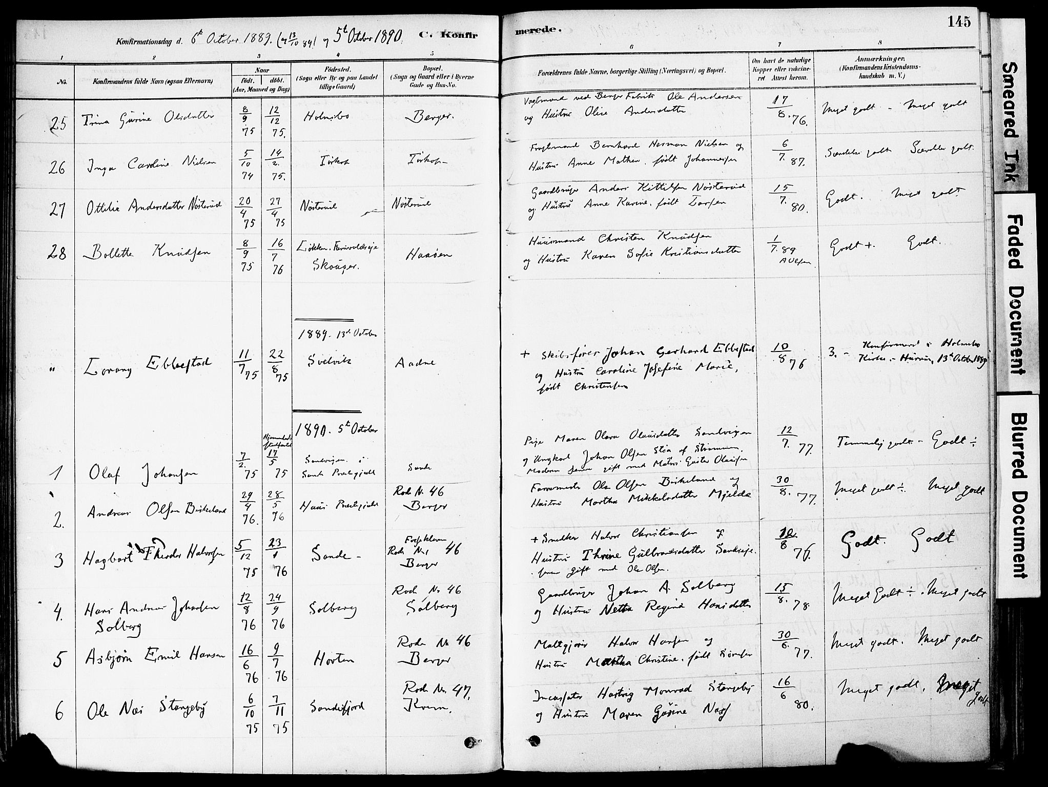 Strømm kirkebøker, AV/SAKO-A-322/F/Fa/L0004: Parish register (official) no. I 4, 1878-1899, p. 145