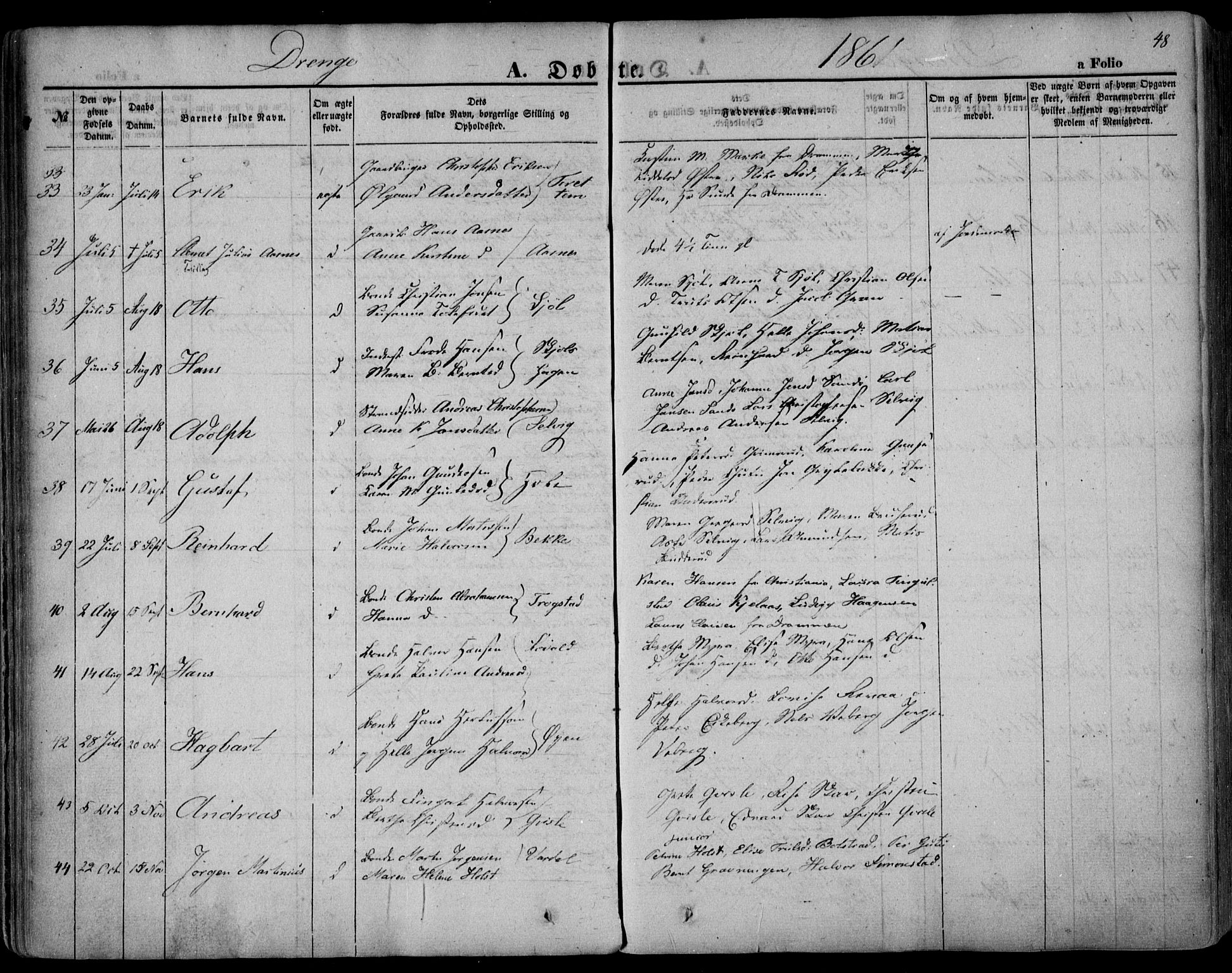 Sande Kirkebøker, AV/SAKO-A-53/F/Fa/L0004: Parish register (official) no. 4, 1847-1864, p. 48