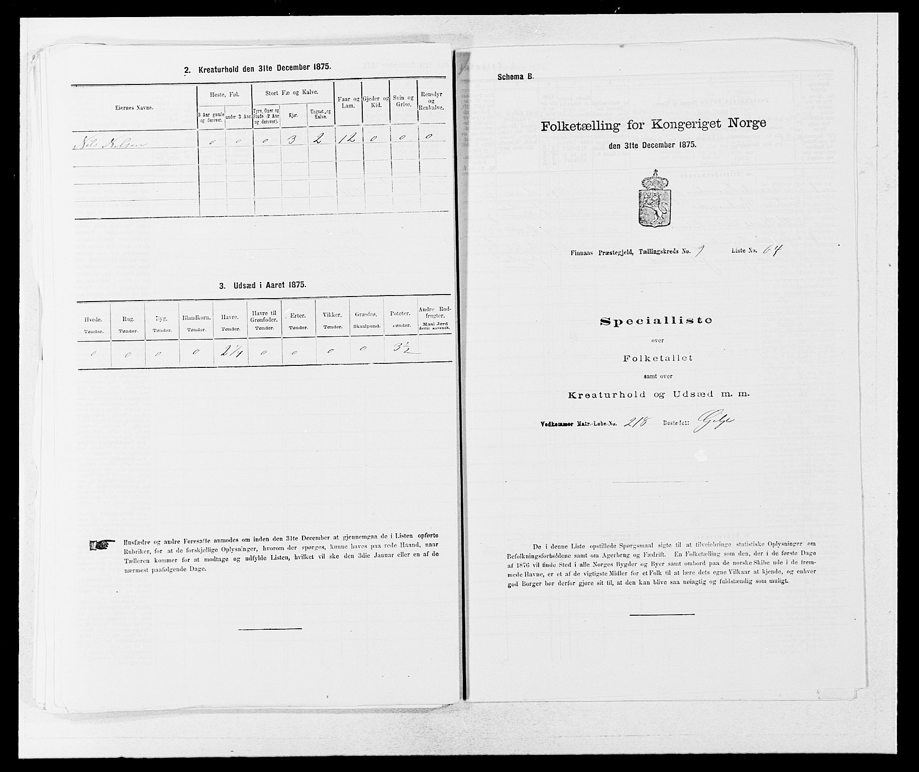 SAB, 1875 census for 1218P Finnås, 1875, p. 1101