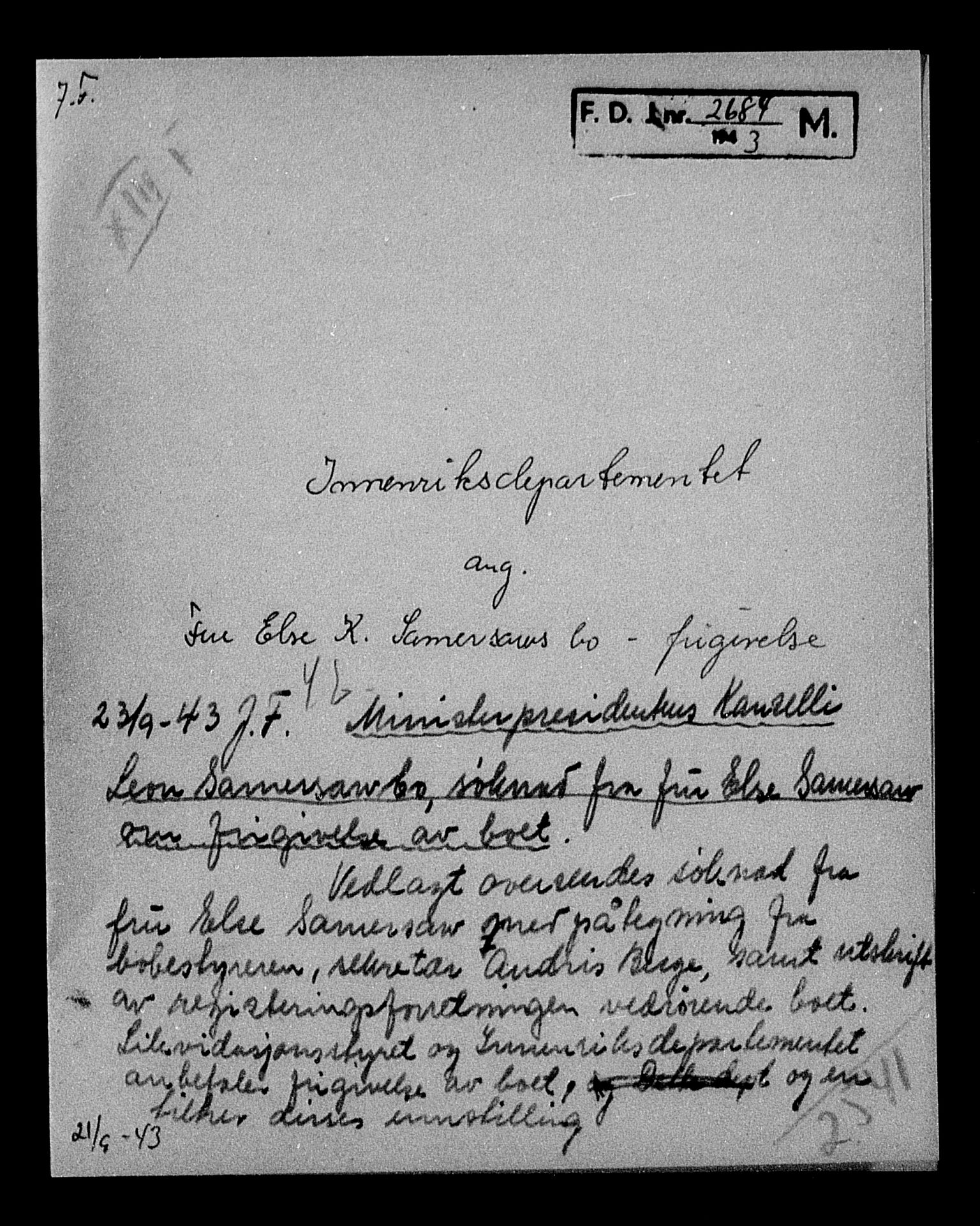 Justisdepartementet, Tilbakeføringskontoret for inndratte formuer, AV/RA-S-1564/H/Hc/Hcc/L0976: --, 1945-1947, p. 605