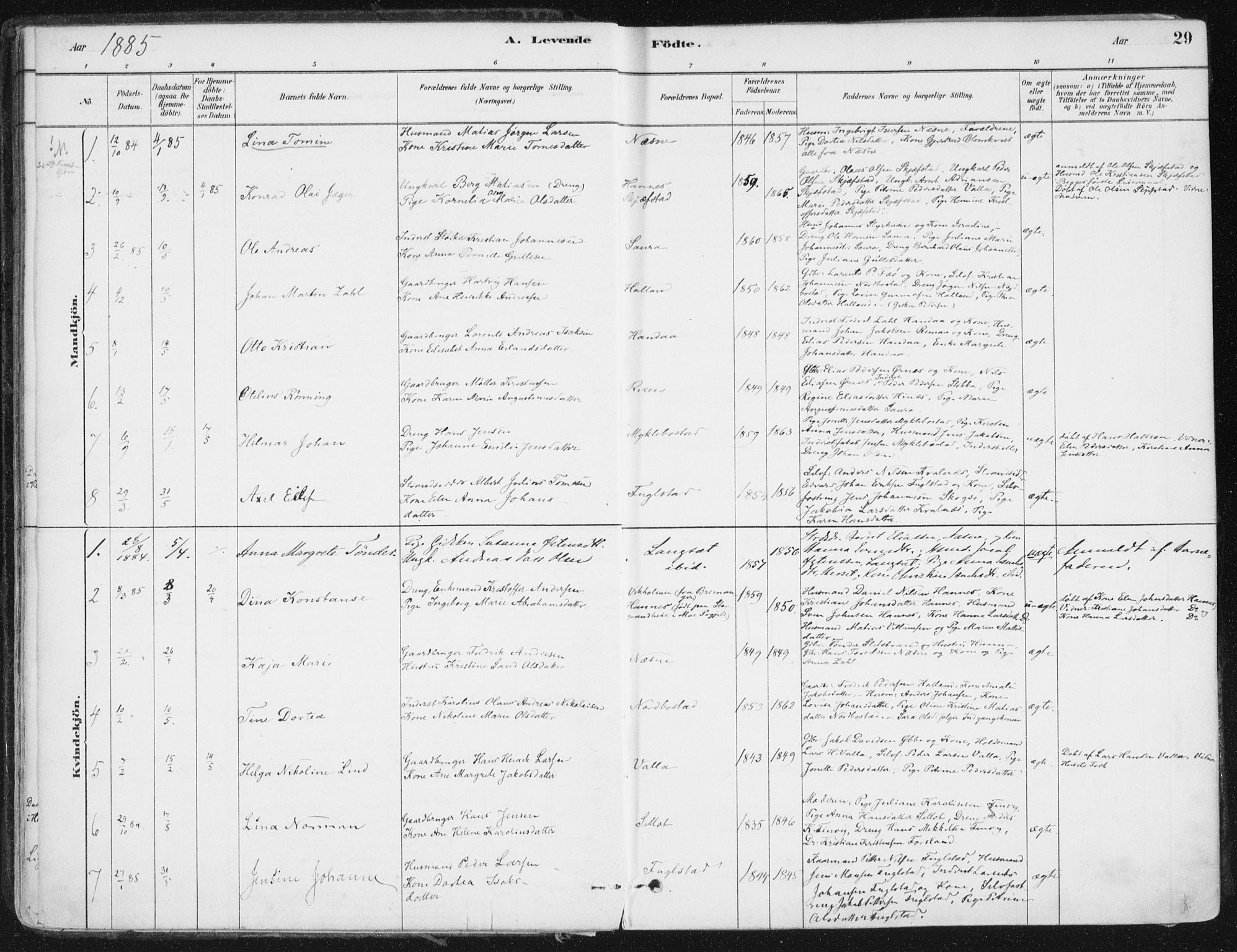 Ministerialprotokoller, klokkerbøker og fødselsregistre - Nordland, AV/SAT-A-1459/838/L0552: Parish register (official) no. 838A10, 1880-1910, p. 29