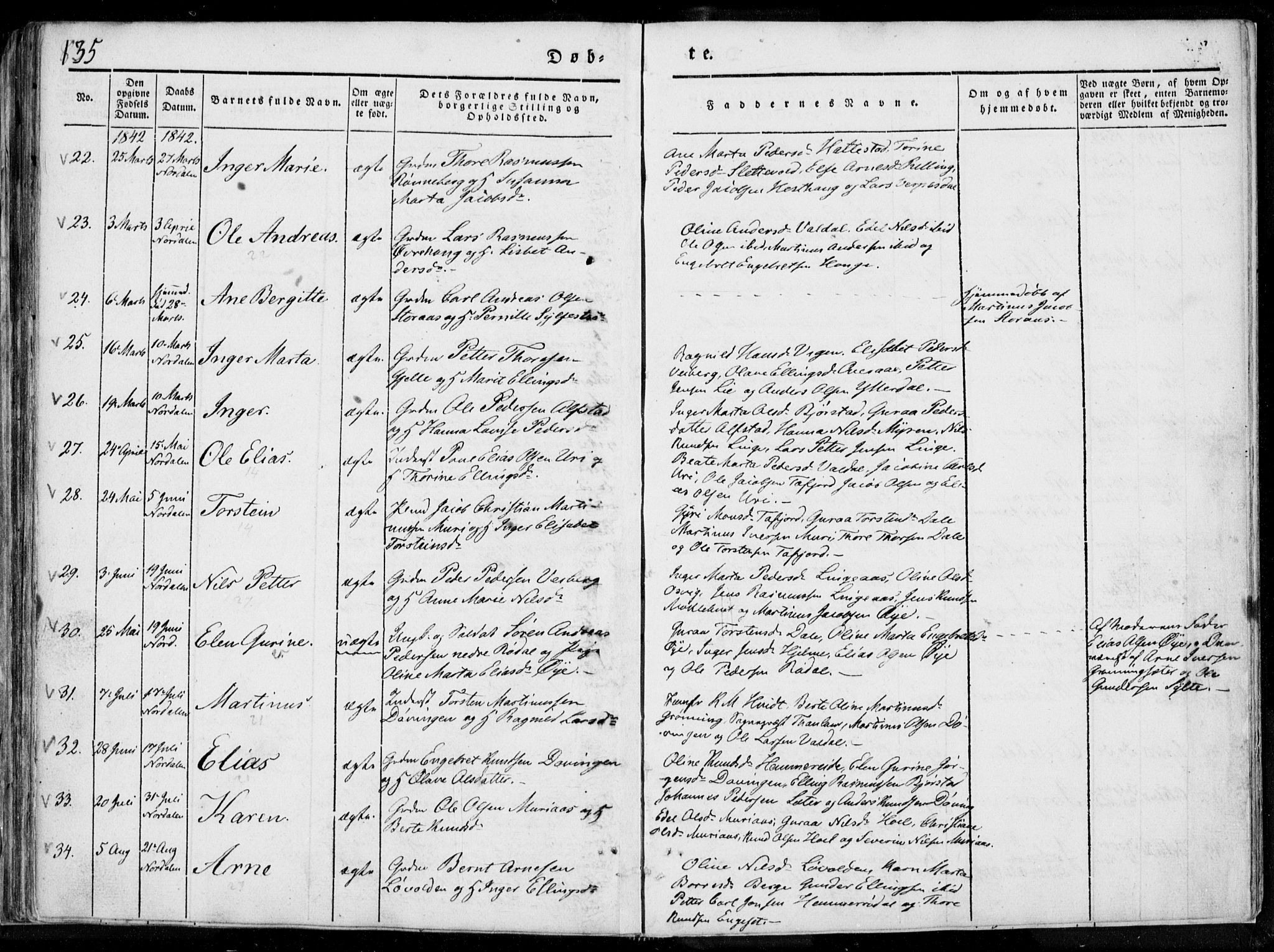 Ministerialprotokoller, klokkerbøker og fødselsregistre - Møre og Romsdal, SAT/A-1454/519/L0247: Parish register (official) no. 519A06, 1827-1846, p. 135