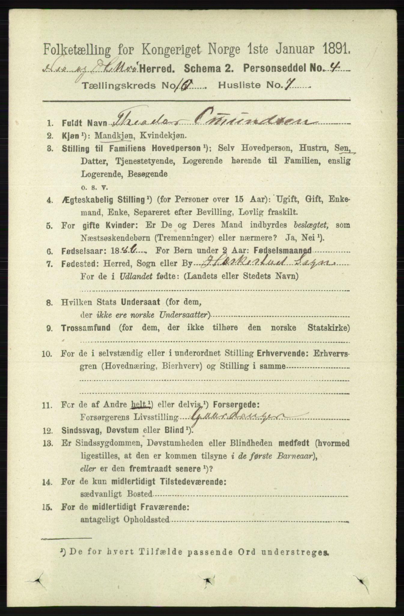 RA, 1891 census for 1043 Hidra og Nes, 1891, p. 4175