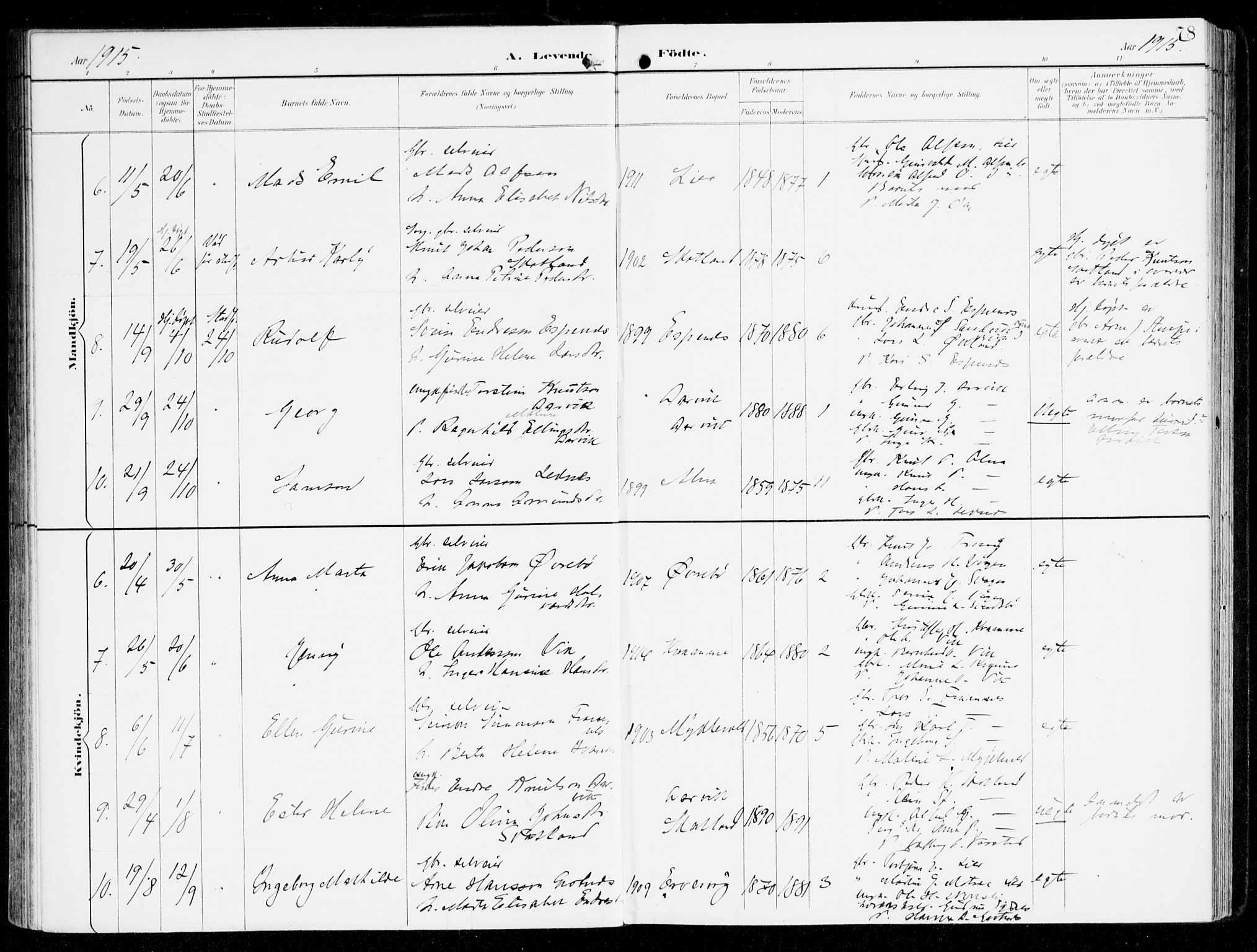 Sveio Sokneprestembete, SAB/A-78501/H/Haa: Parish register (official) no. D 2, 1894-1916, p. 78