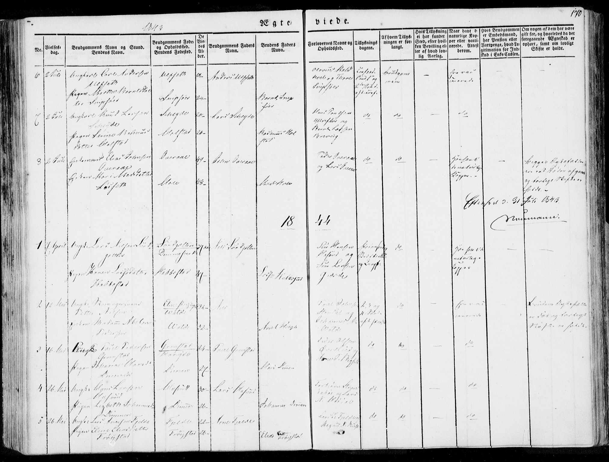 Ministerialprotokoller, klokkerbøker og fødselsregistre - Møre og Romsdal, AV/SAT-A-1454/509/L0104: Parish register (official) no. 509A02, 1833-1847, p. 170