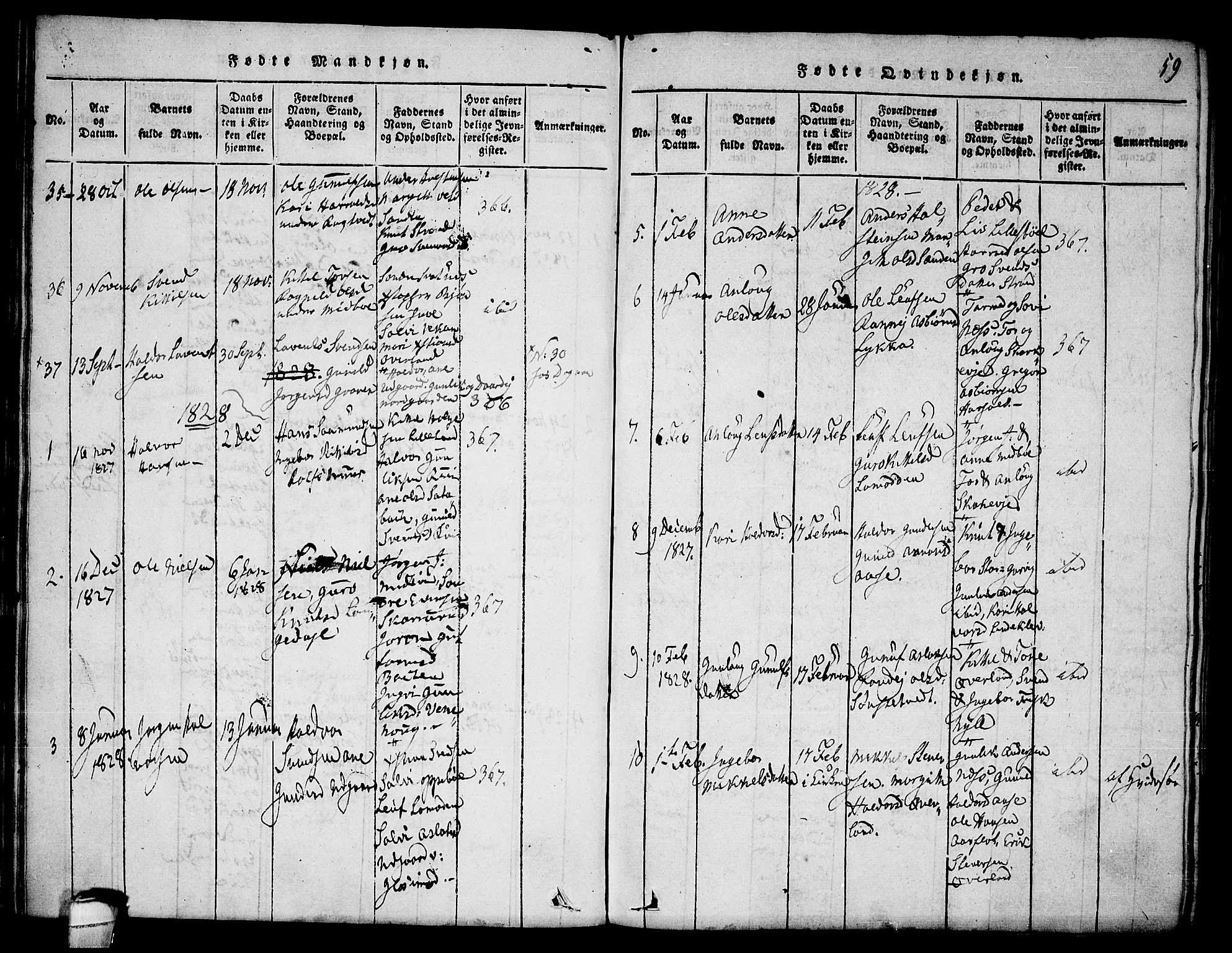 Seljord kirkebøker, SAKO/A-20/F/Fa/L0010: Parish register (official) no. I 10, 1815-1831, p. 59