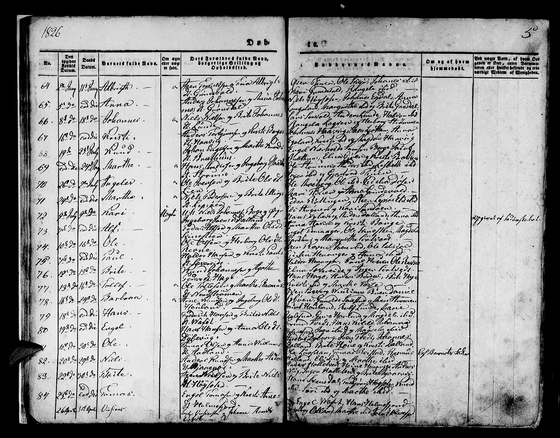 Os sokneprestembete, AV/SAB-A-99929: Parish register (official) no. A 14, 1826-1839, p. 5