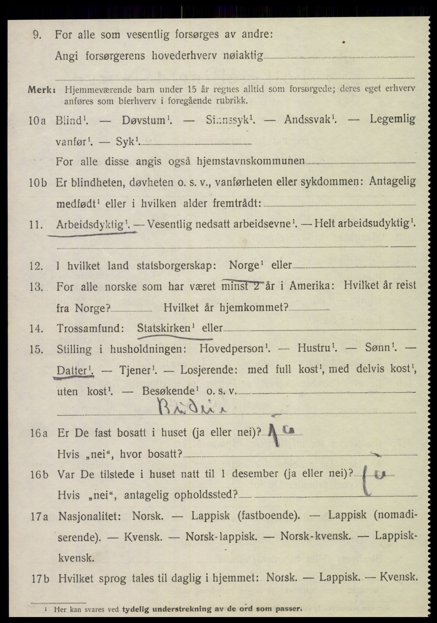 SAT, 1920 census for Sparbu, 1920, p. 6198