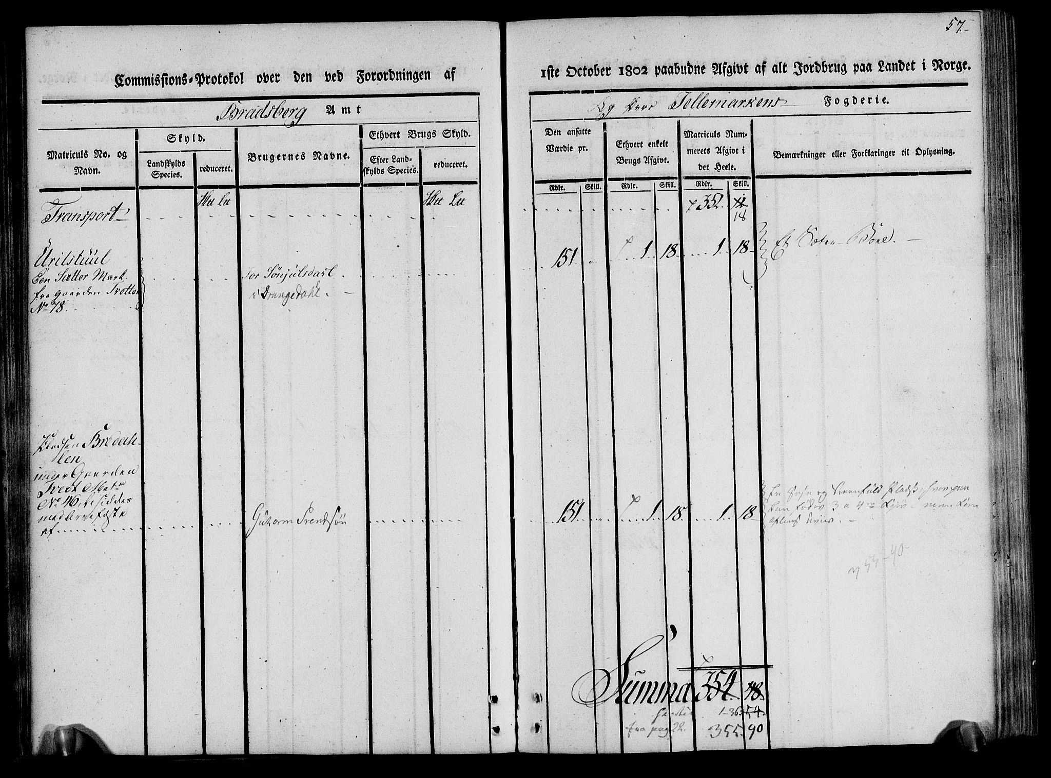 Rentekammeret inntil 1814, Realistisk ordnet avdeling, AV/RA-EA-4070/N/Ne/Nea/L0075: Øvre Telemarken fogderi. Kommisjonsprotokoll for fogderiets vestre del - Kviteseid, Vinje, Moland [):Fyresdal] og Lårdal prestegjeld., 1803, p. 57