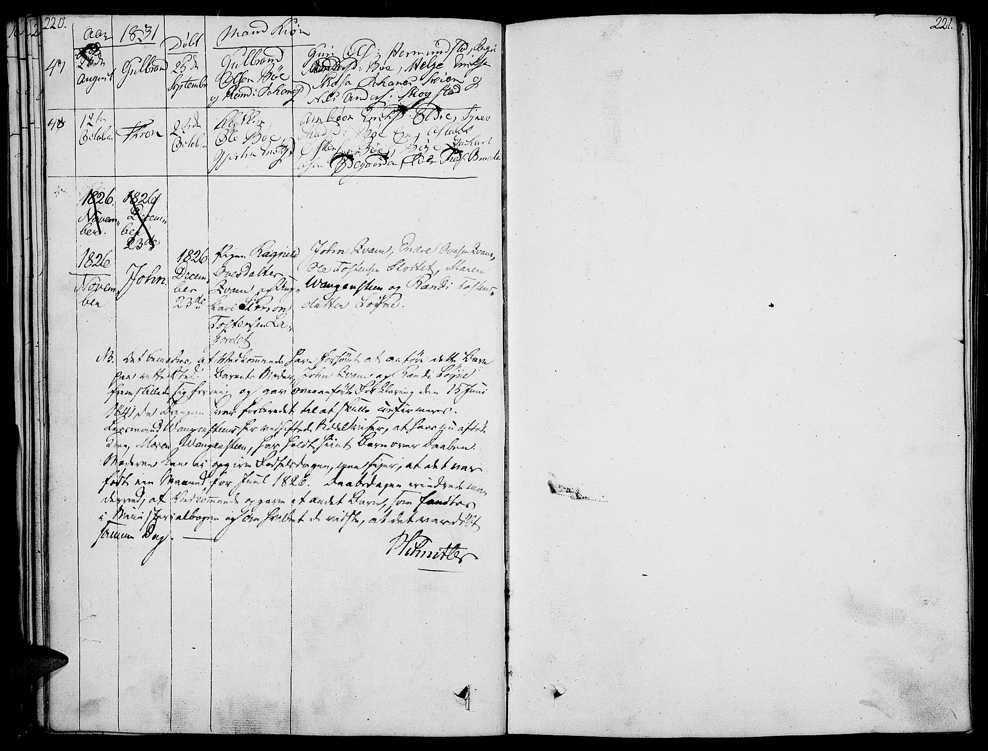 Vang prestekontor, Valdres, AV/SAH-PREST-140/H/Ha/L0003: Parish register (official) no. 3, 1809-1831, p. 220-221