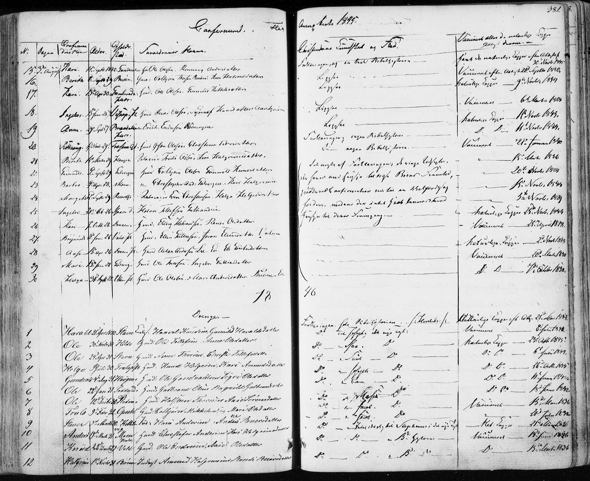 Nes kirkebøker, SAKO/A-236/F/Fa/L0009: Parish register (official) no. 9, 1834-1863, p. 381