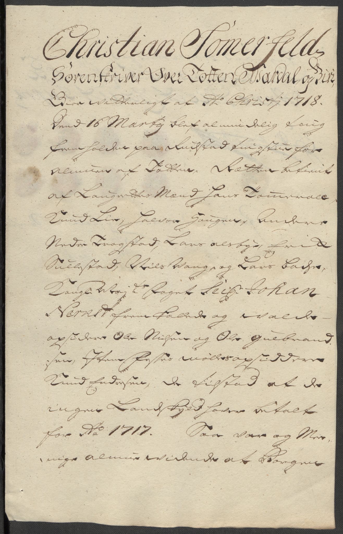 Rentekammeret inntil 1814, Reviderte regnskaper, Fogderegnskap, AV/RA-EA-4092/R18/L1318: Fogderegnskap Hadeland, Toten og Valdres, 1717, p. 186