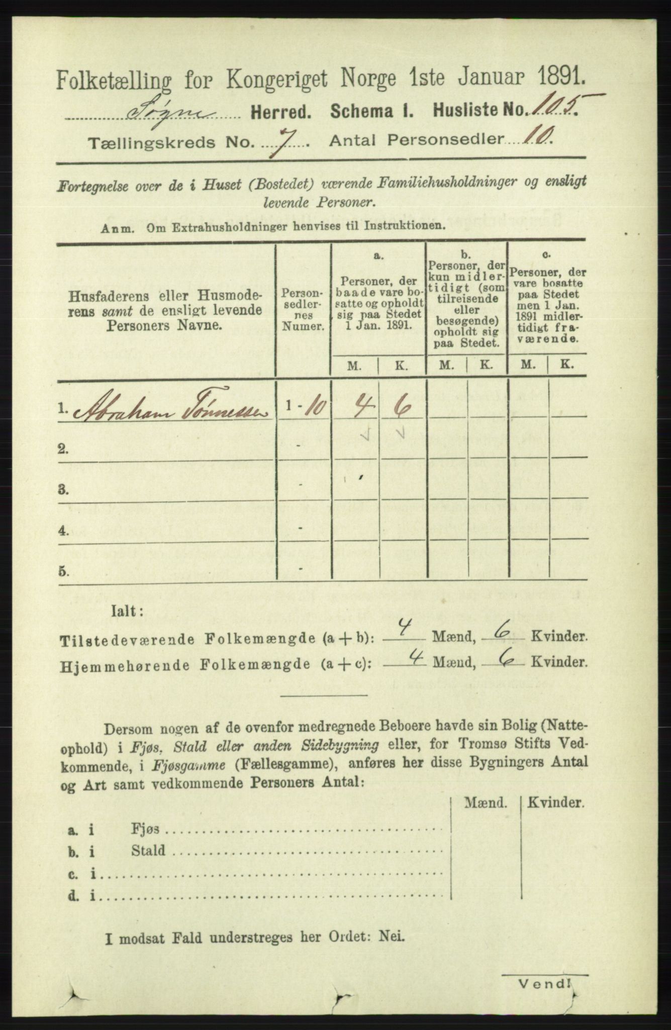 RA, 1891 census for 1018 Søgne, 1891, p. 1528