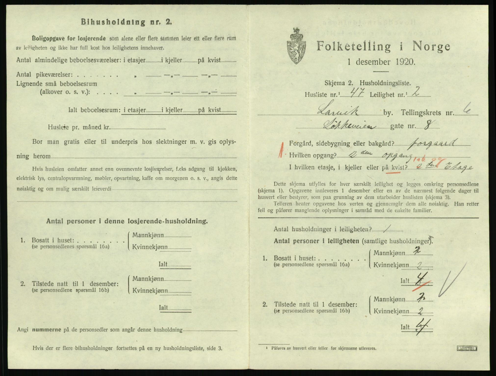 SAKO, 1920 census for Larvik, 1920, p. 5560