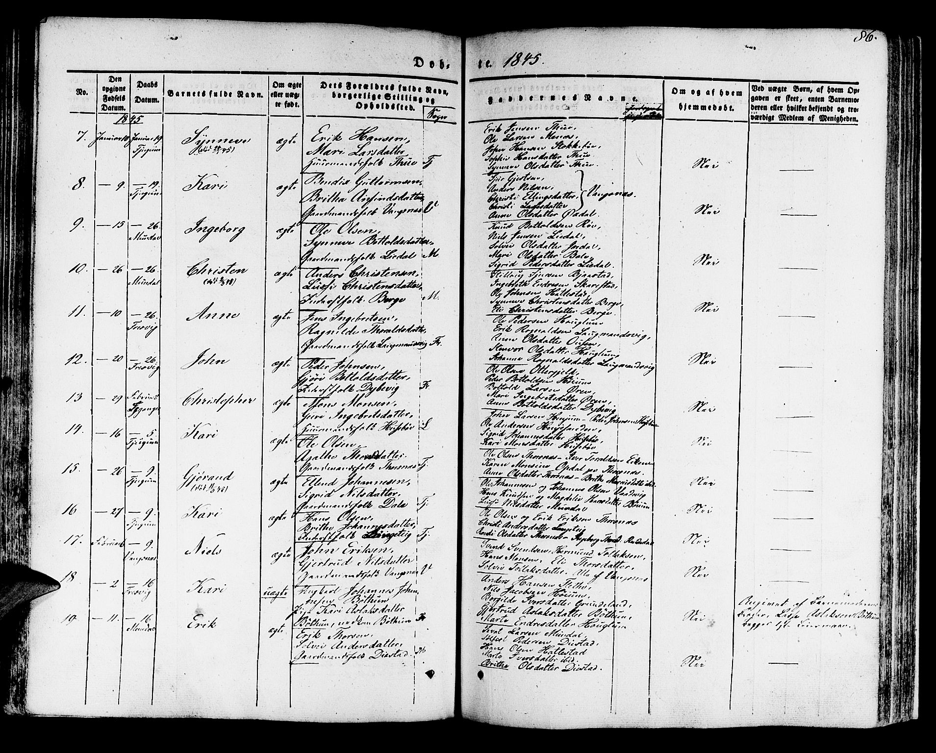 Leikanger sokneprestembete, AV/SAB-A-81001/H/Haa/Haaa/L0007: Parish register (official) no. A 7, 1838-1851, p. 86