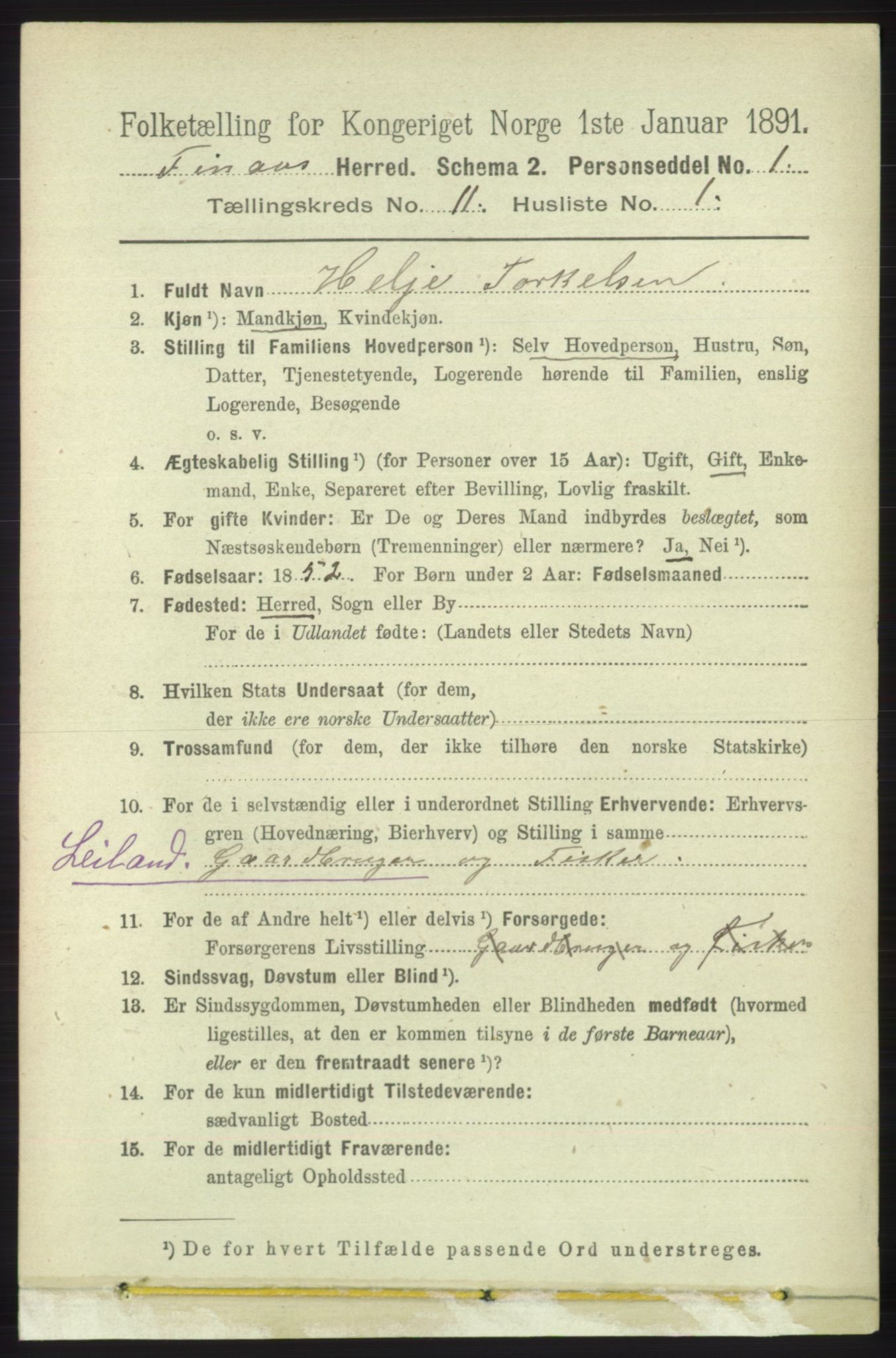 RA, 1891 census for 1218 Finnås, 1891, p. 5124