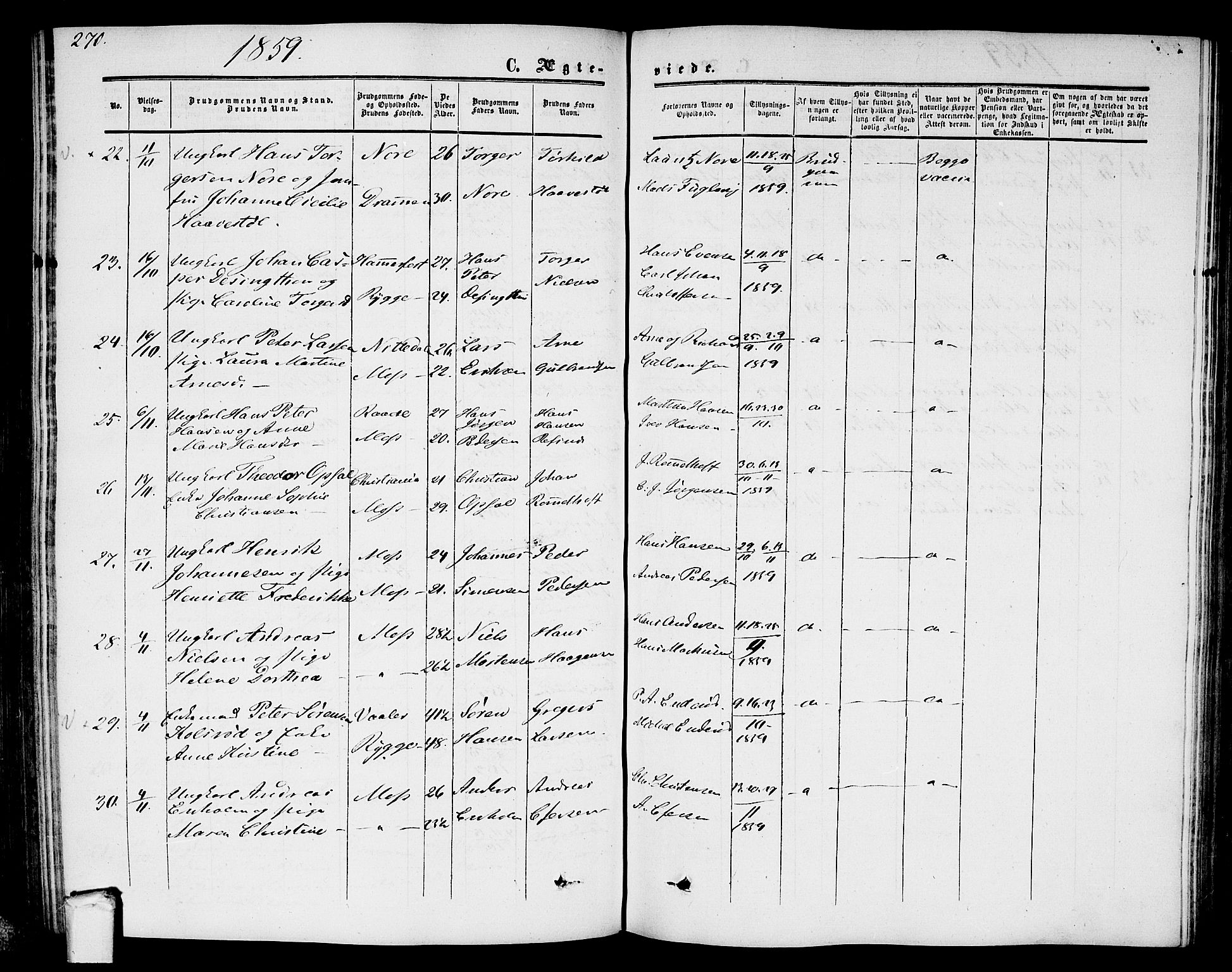 Moss prestekontor Kirkebøker, AV/SAO-A-2003/G/Ga/L0002: Parish register (copy) no. I 2, 1852-1871, p. 270