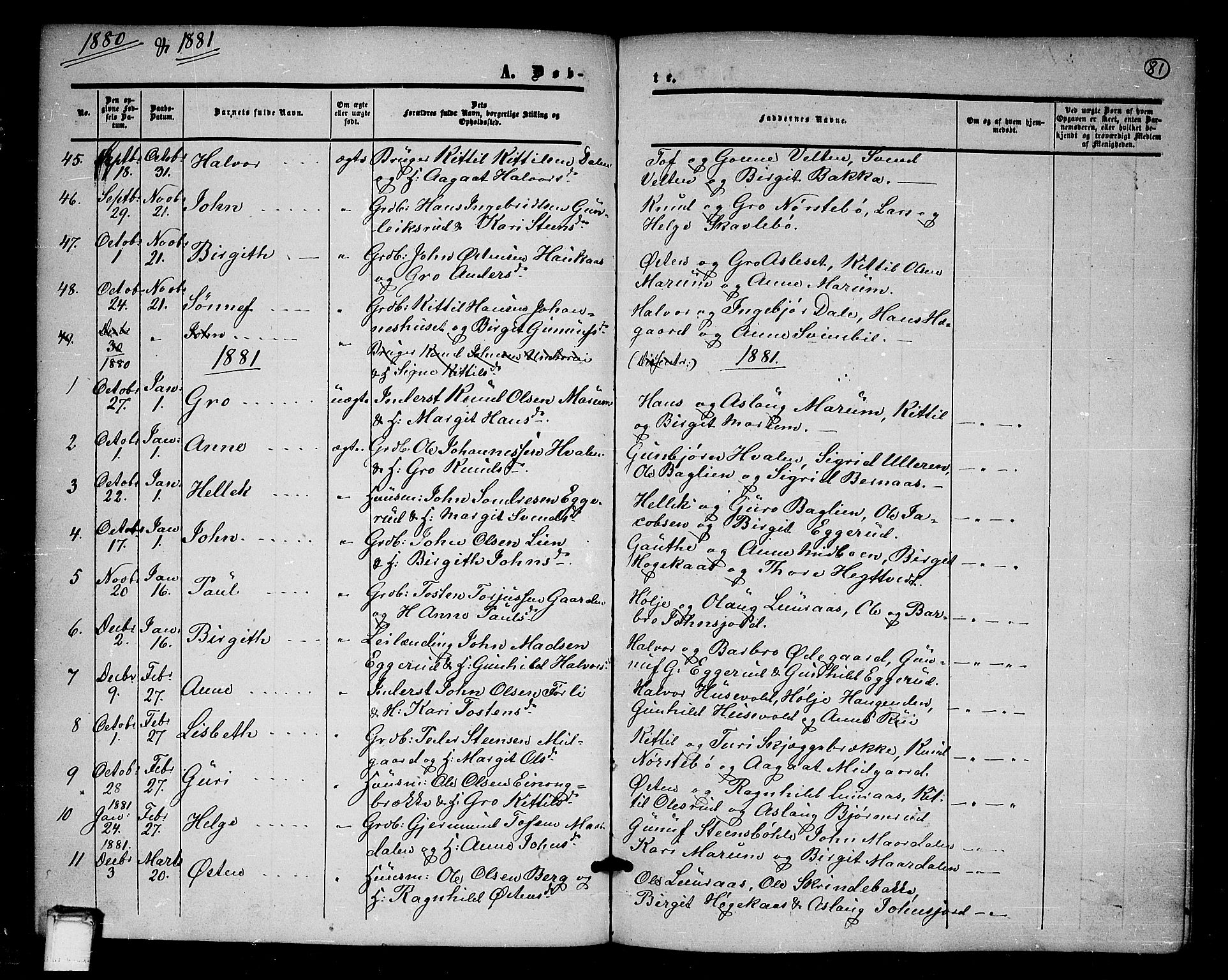Tinn kirkebøker, SAKO/A-308/G/Ga/L0002: Parish register (copy) no. I 2, 1851-1883, p. 81