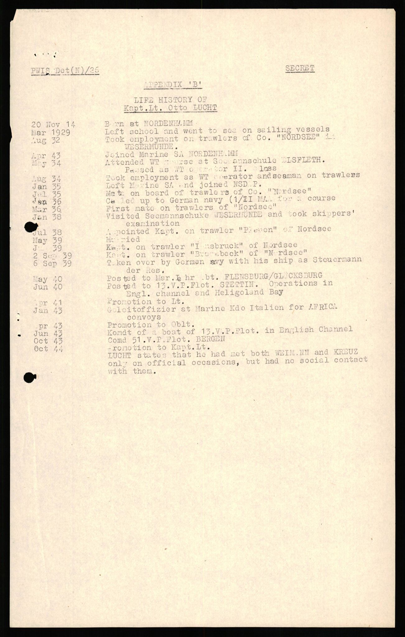 Forsvaret, Forsvarets overkommando II, AV/RA-RAFA-3915/D/Db/L0018: CI Questionaires. Tyske okkupasjonsstyrker i Norge. Tyskere., 1945-1946, p. 167