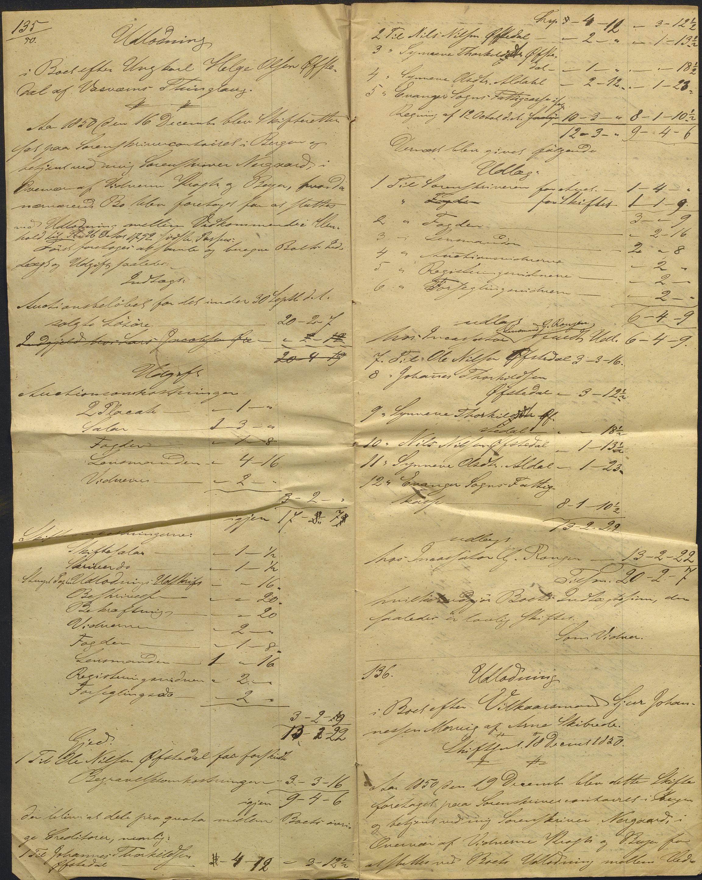 Nordhordland sorenskrivar, AV/SAB-A-2901/1/H/Hd/Hdb/L0001: Konsept til utlodningar, 1850-1852, p. 261