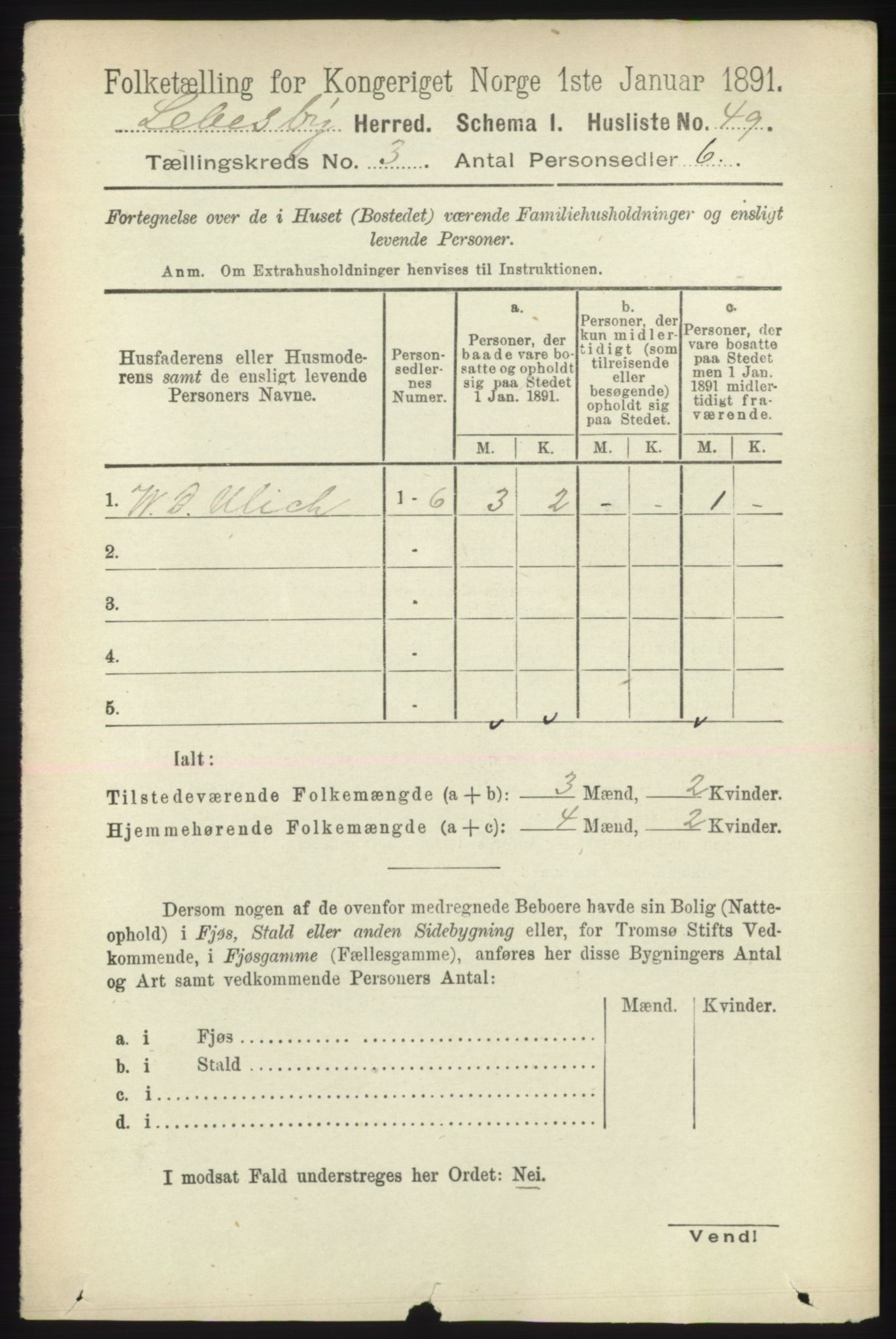 RA, 1891 census for 2022 Lebesby, 1891, p. 726