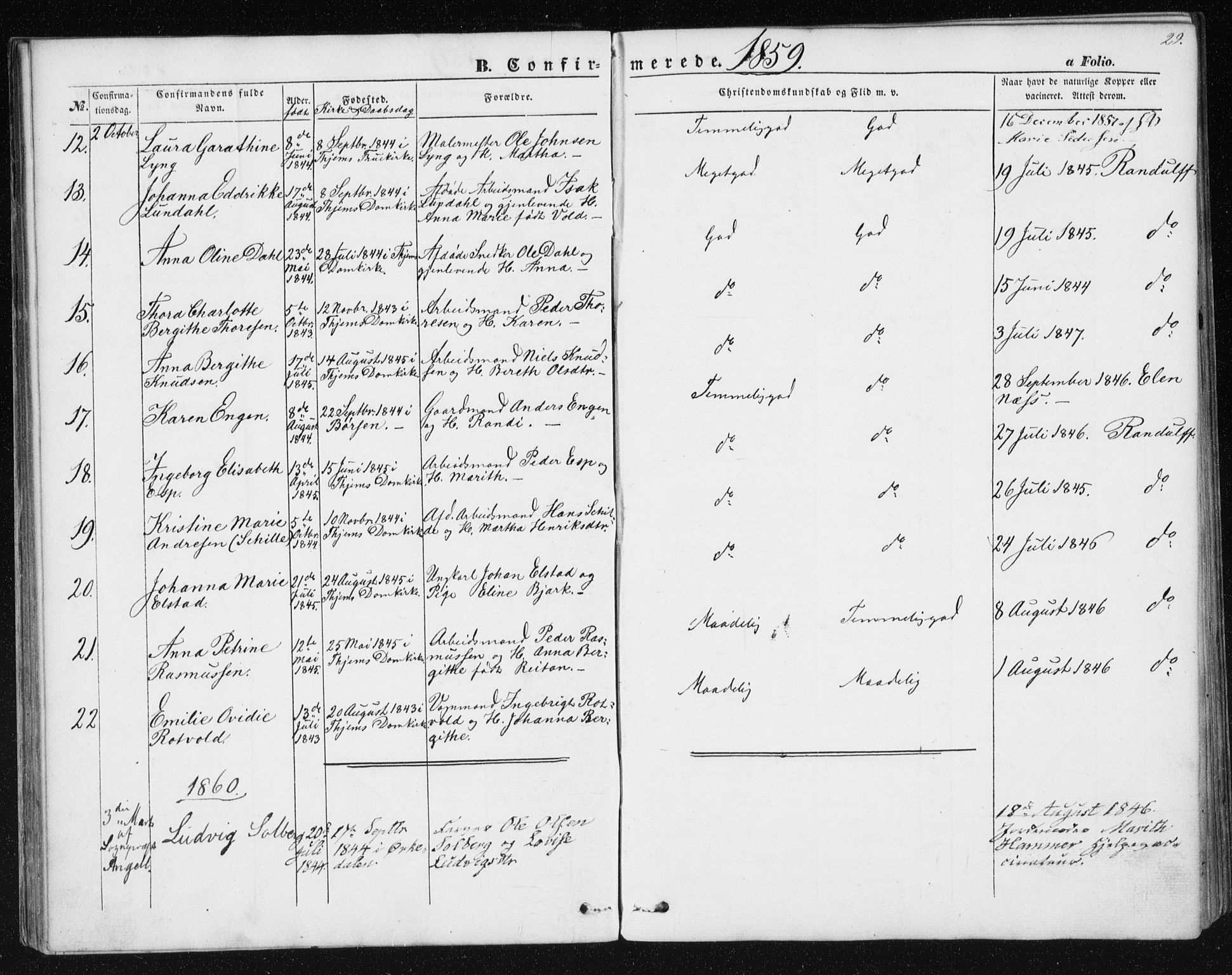 Ministerialprotokoller, klokkerbøker og fødselsregistre - Sør-Trøndelag, SAT/A-1456/602/L0114: Parish register (official) no. 602A12, 1856-1872, p. 29