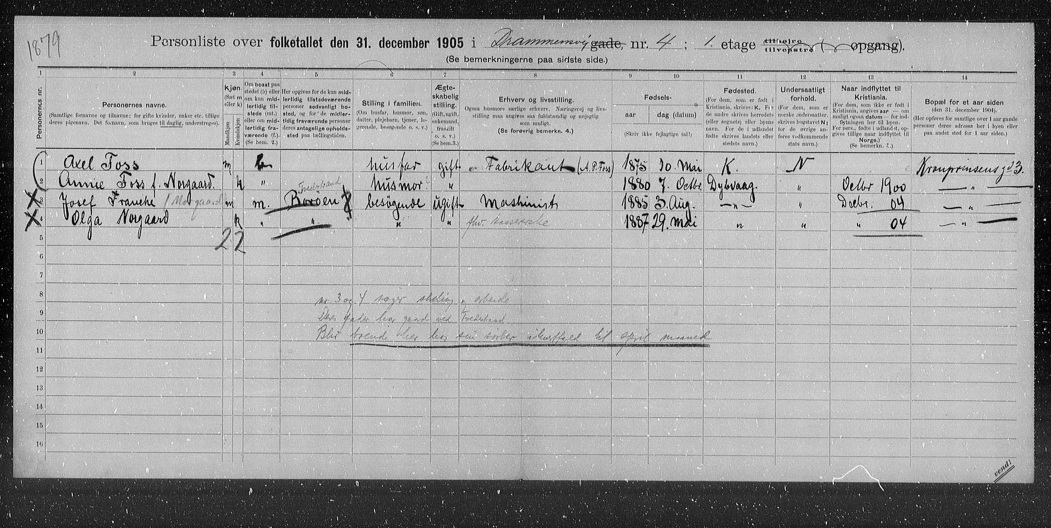 OBA, Municipal Census 1905 for Kristiania, 1905, p. 8428